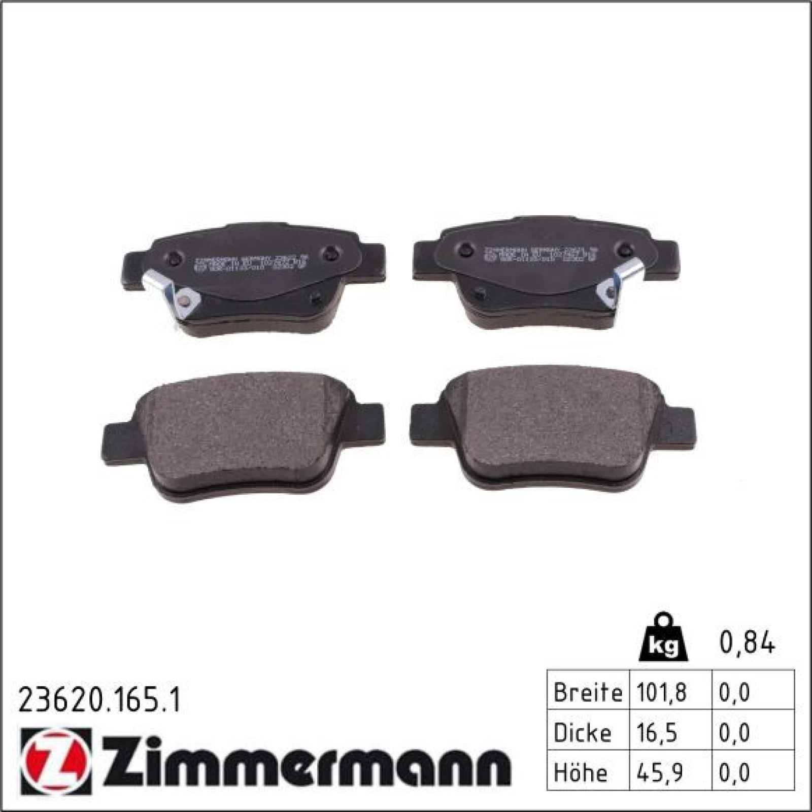 ZIMMERMANN Bremsbeläge 23620.165.1