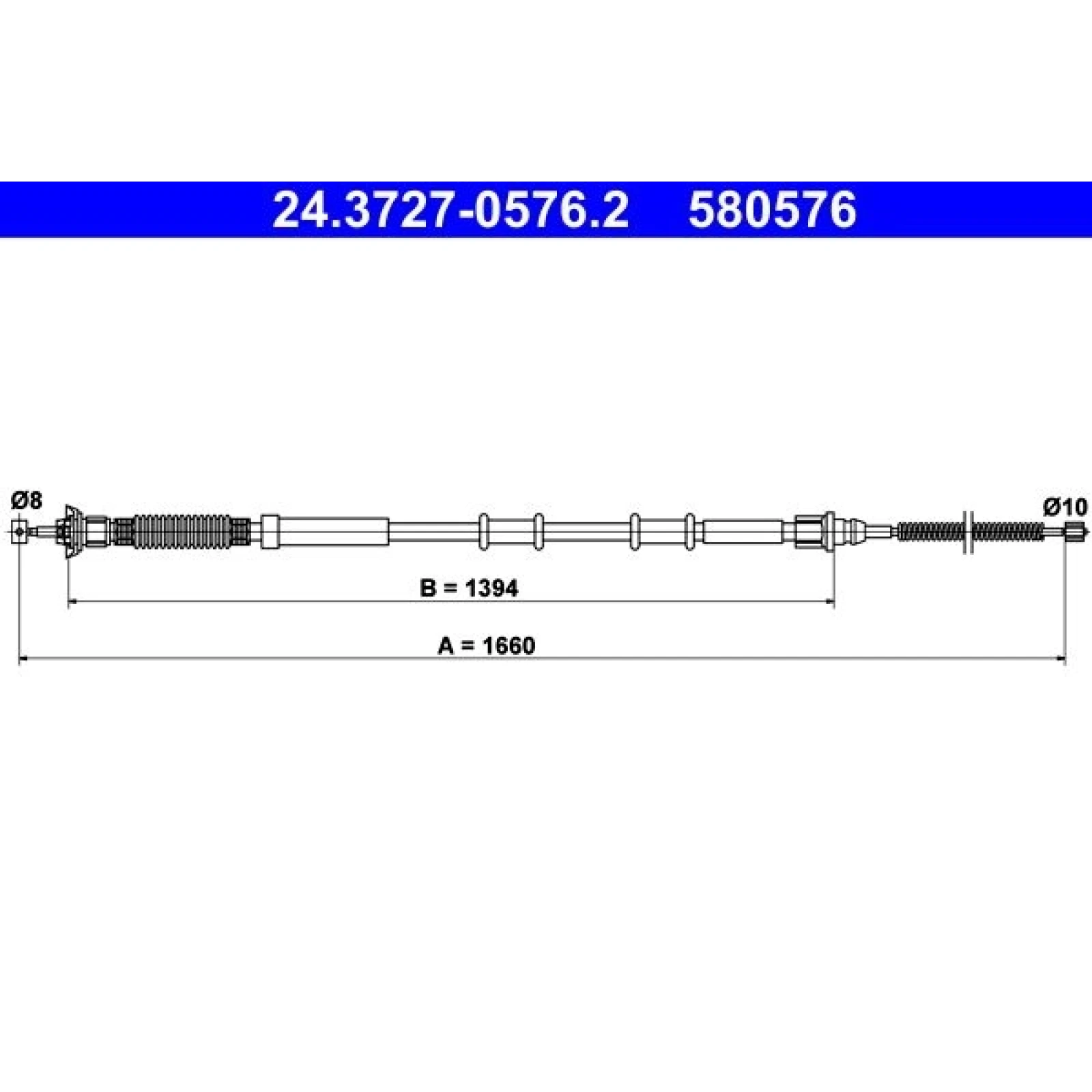 ATE Handbremsseil Seilzug Festellbremse 24.3727-0576.2