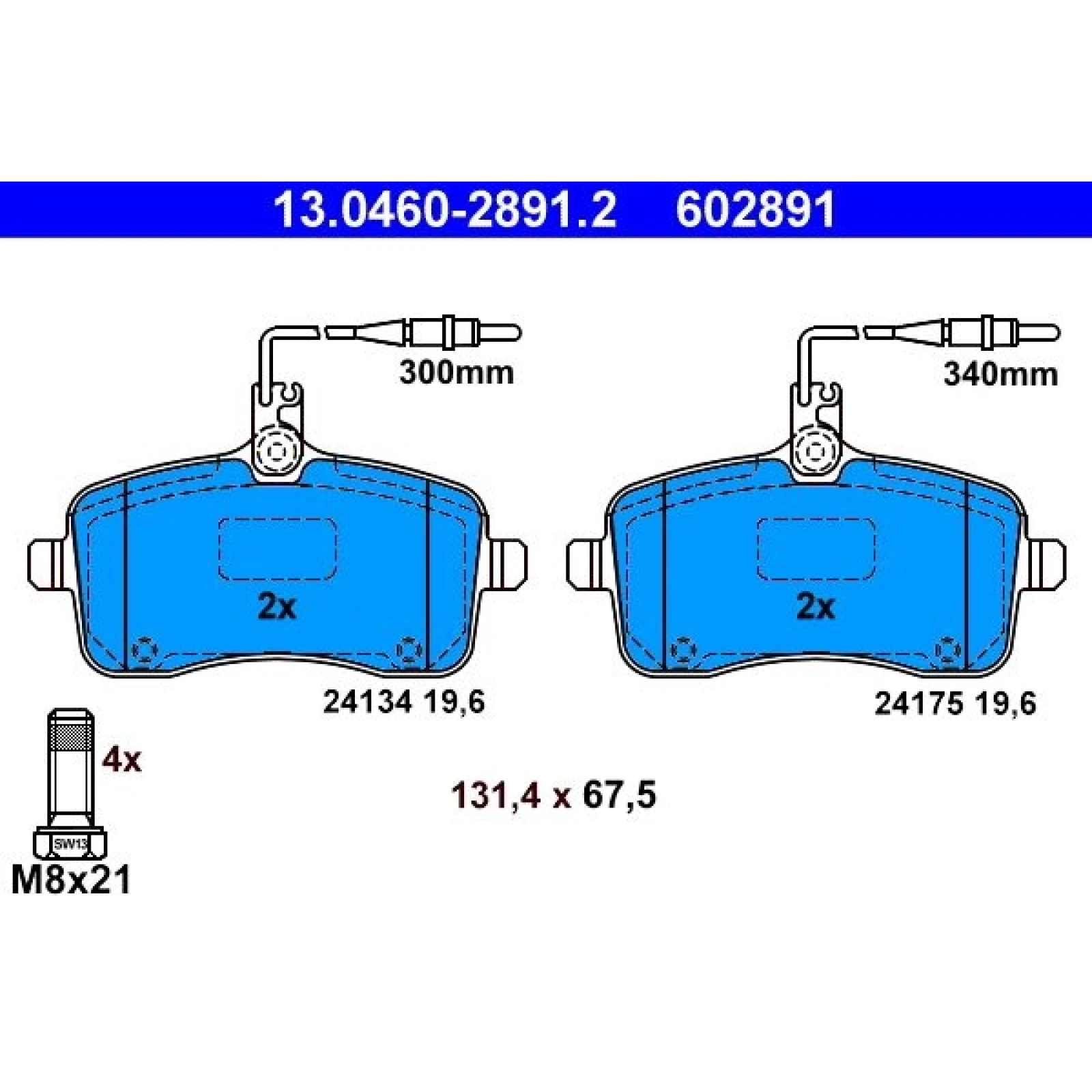 Bremsbelagsatz Peugeot P. 407 1.6-2.0 Hdi 04 13.0460-2891.2