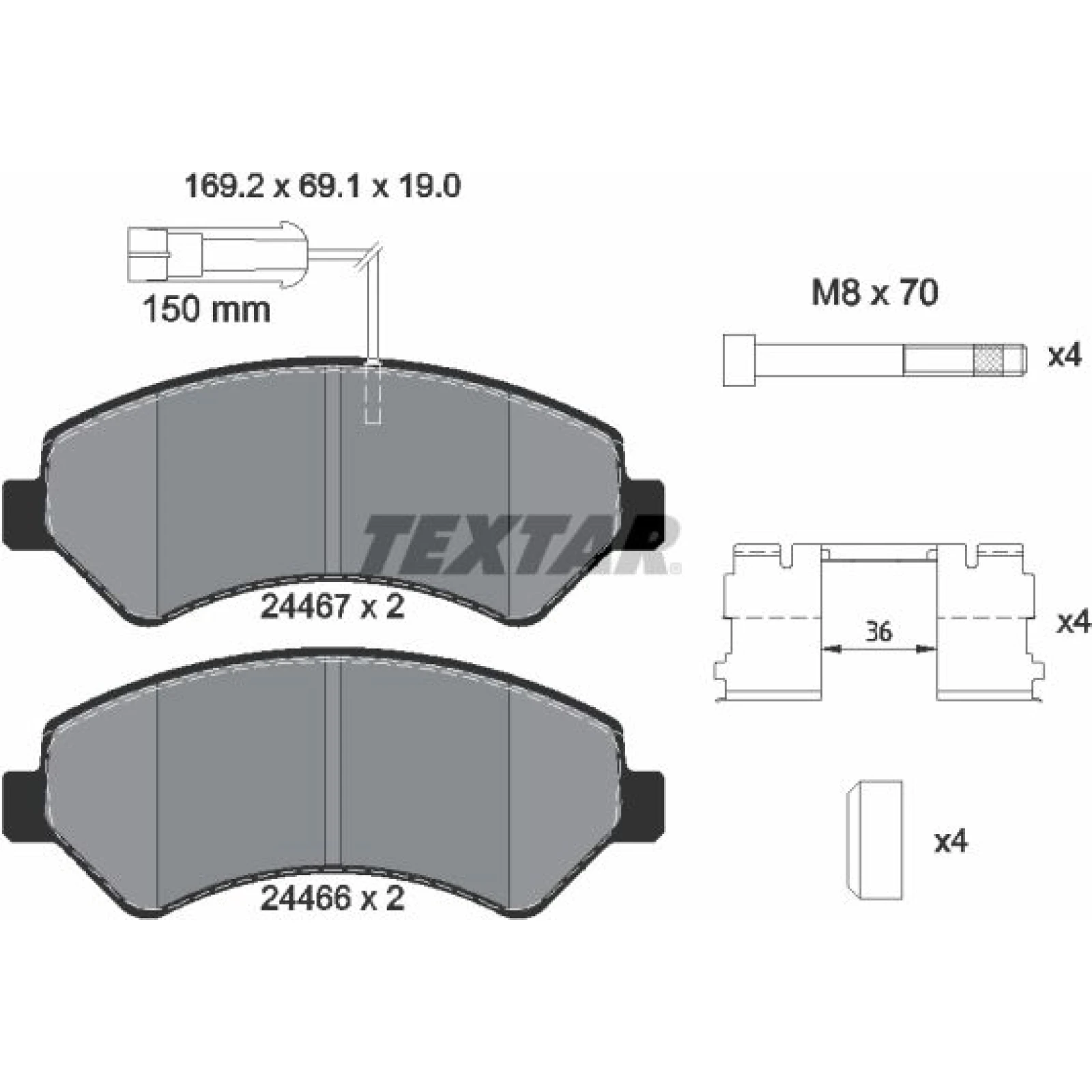 Bremsbelagsatz Fiat P. Ducato 06- Ad 2000Kg 2 Sensoren Verbessert 2446701