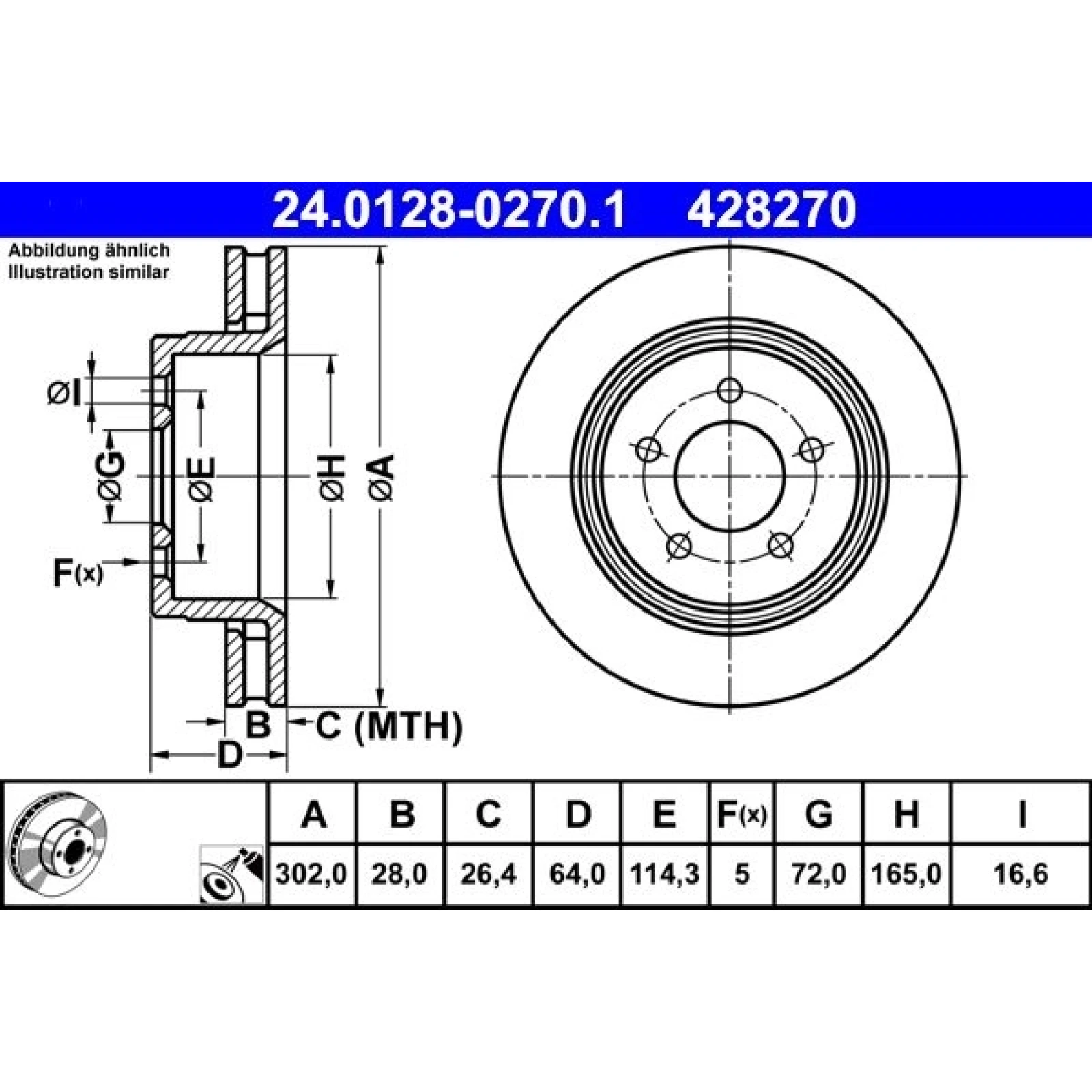 ATE Bremsscheibe 24.0128-0270.1