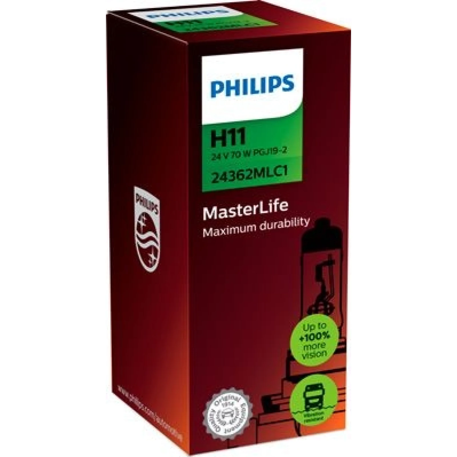 H11 24V 70W PGj19-2 MasterLife C1 1St. Philips 24362MLC1