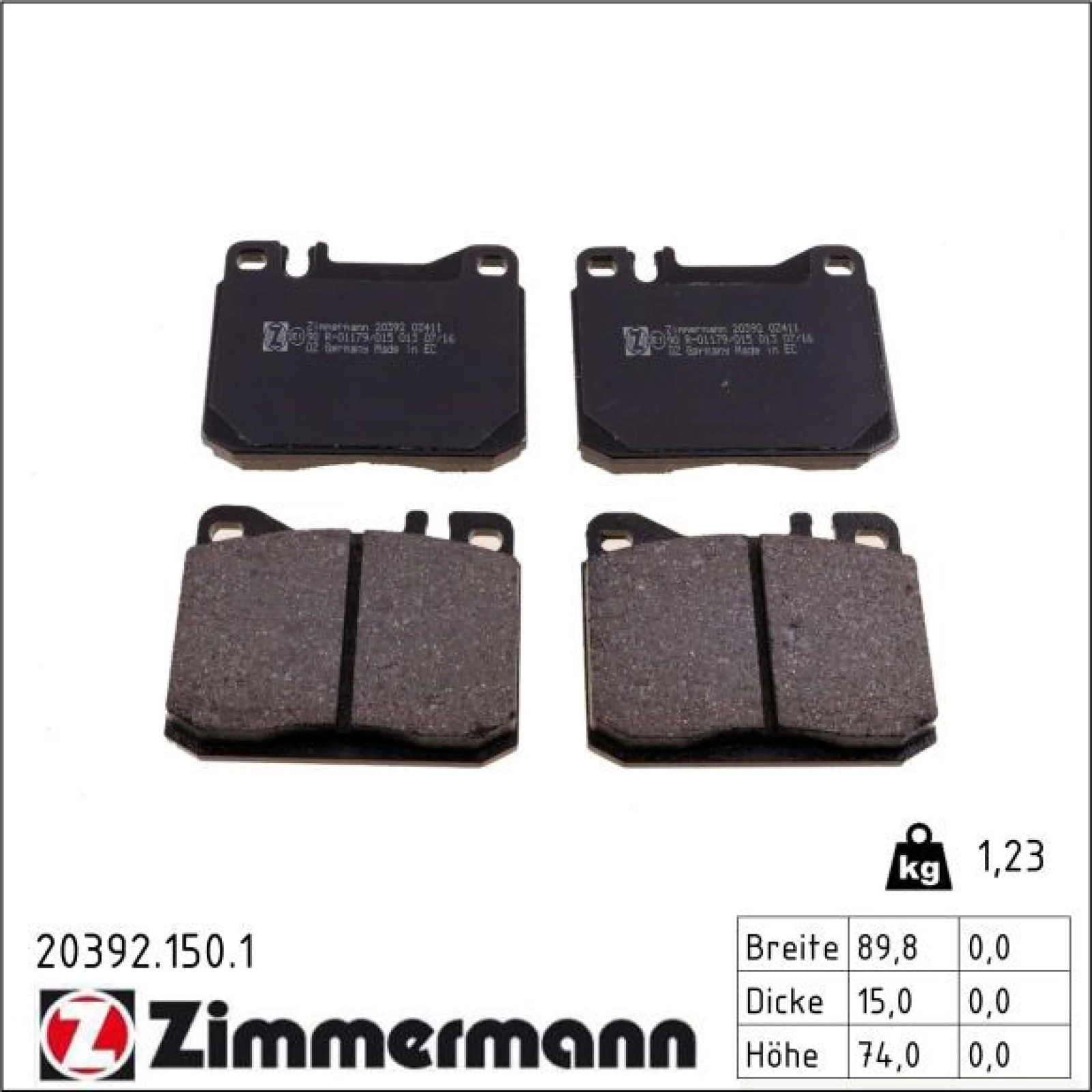 ZIMMERMANN Bremsbeläge 20392.150.1
