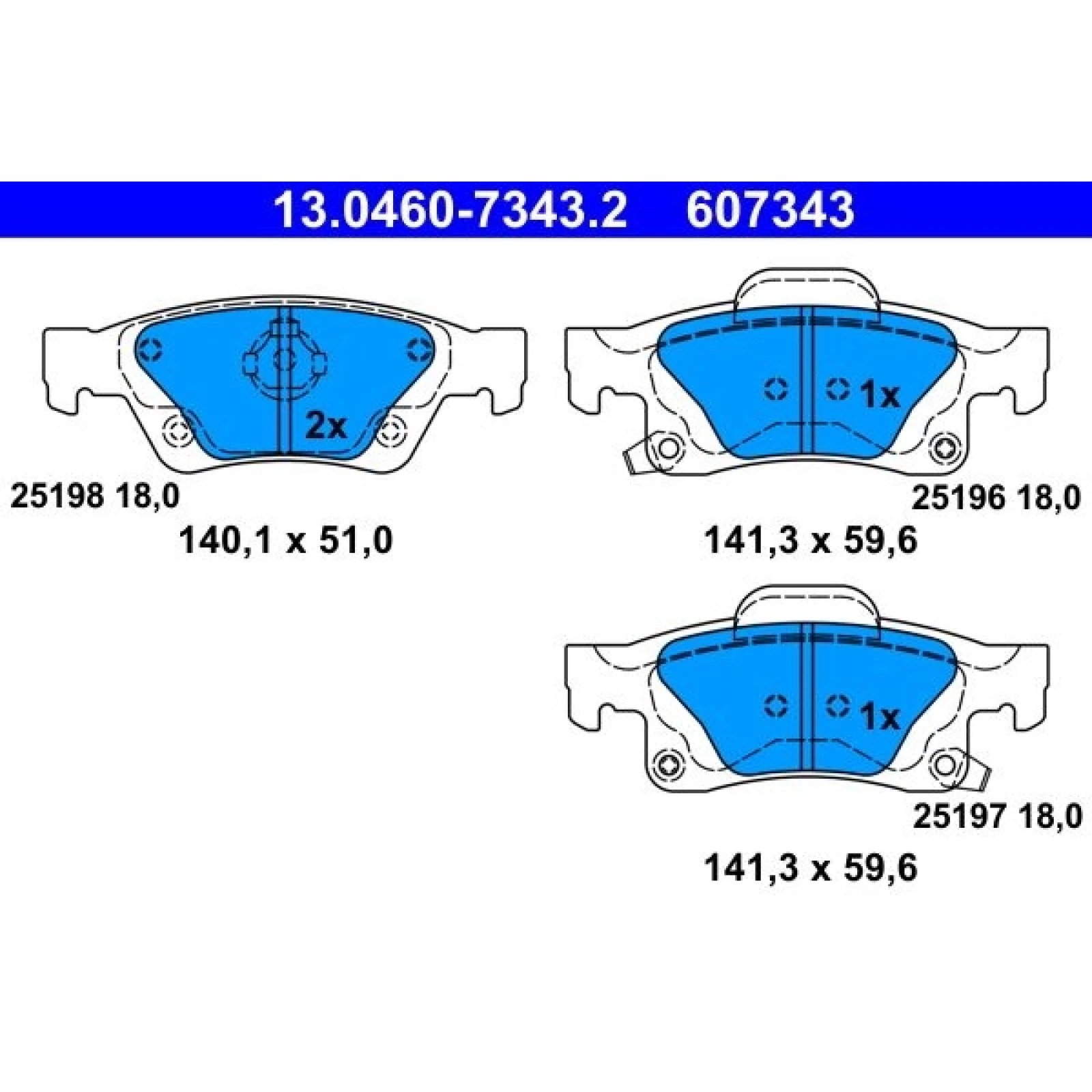 Bremsbelagsatz, Scheibenbremse 13.0460-7343.2