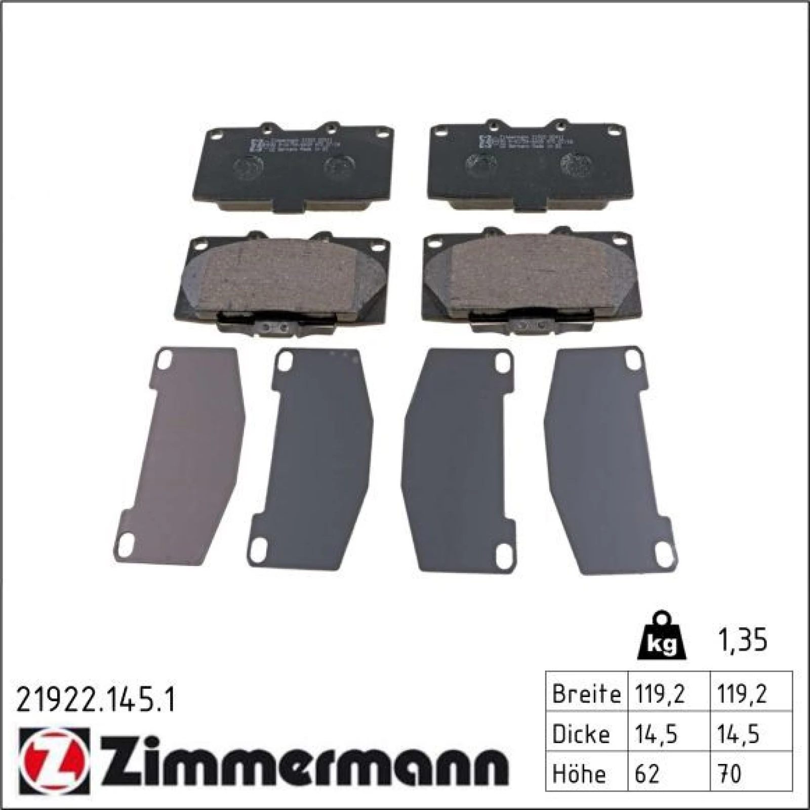 ZIMMERMANN Bremsbeläge 21922.145.1