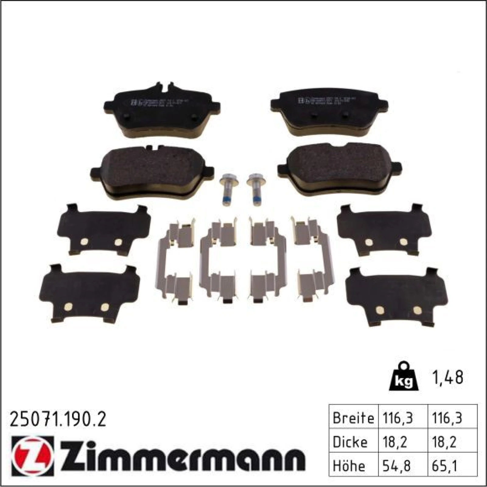 ZIMMERMANN Bremsbeläge 25071.190.2