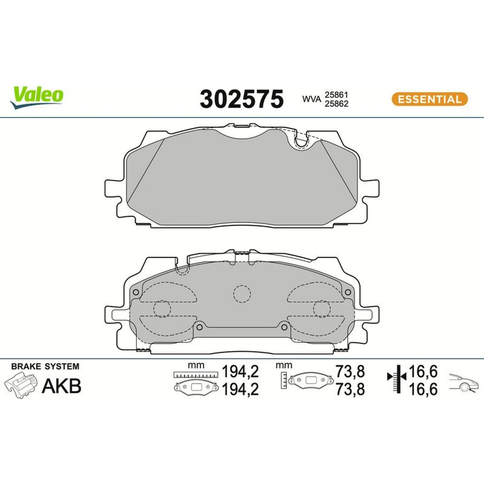 VALEO Bremsbeläge 302575