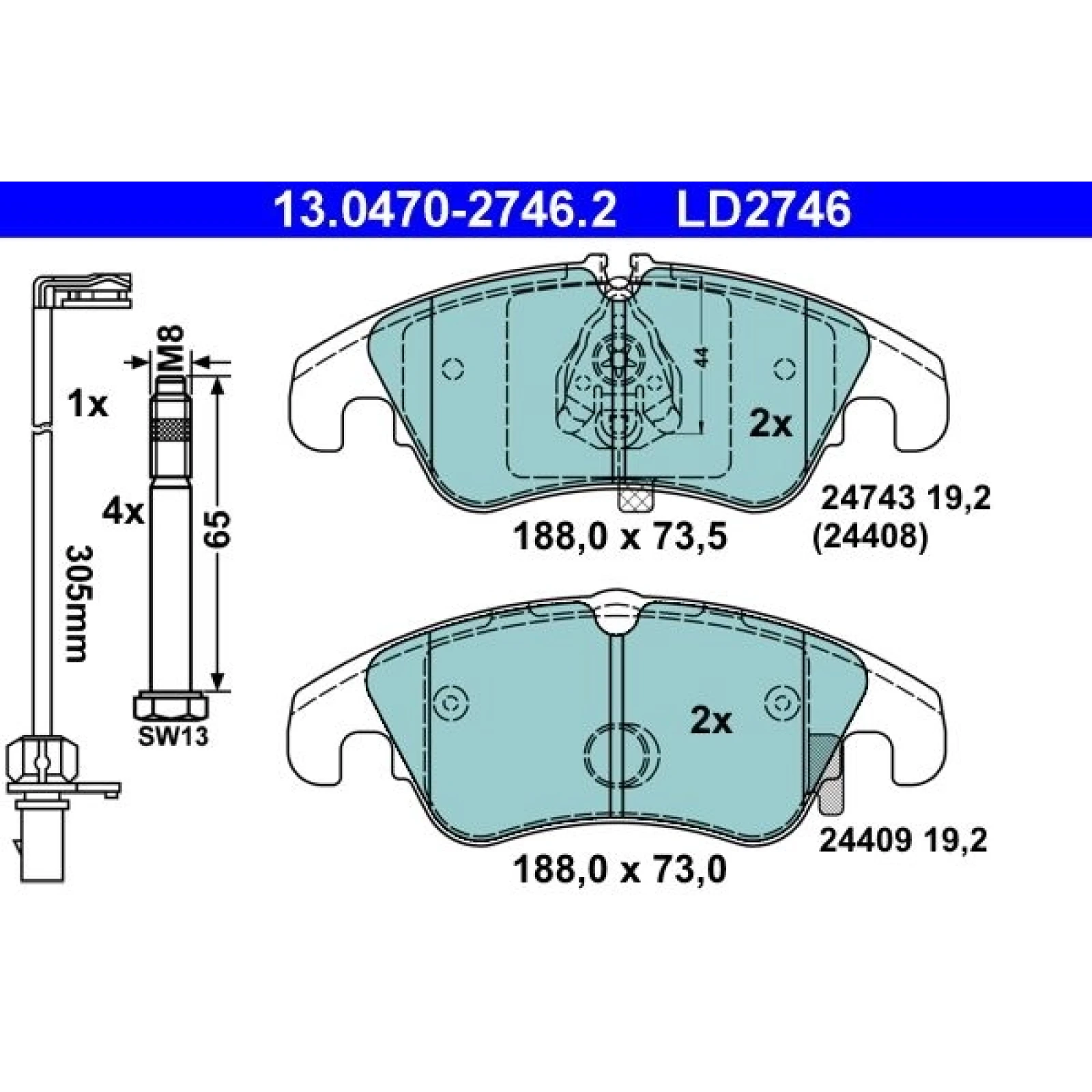Bremsbelagsatz Audi P. A4/A5 1.8-3.2 07-17 Keramik 13.0470-2746.2