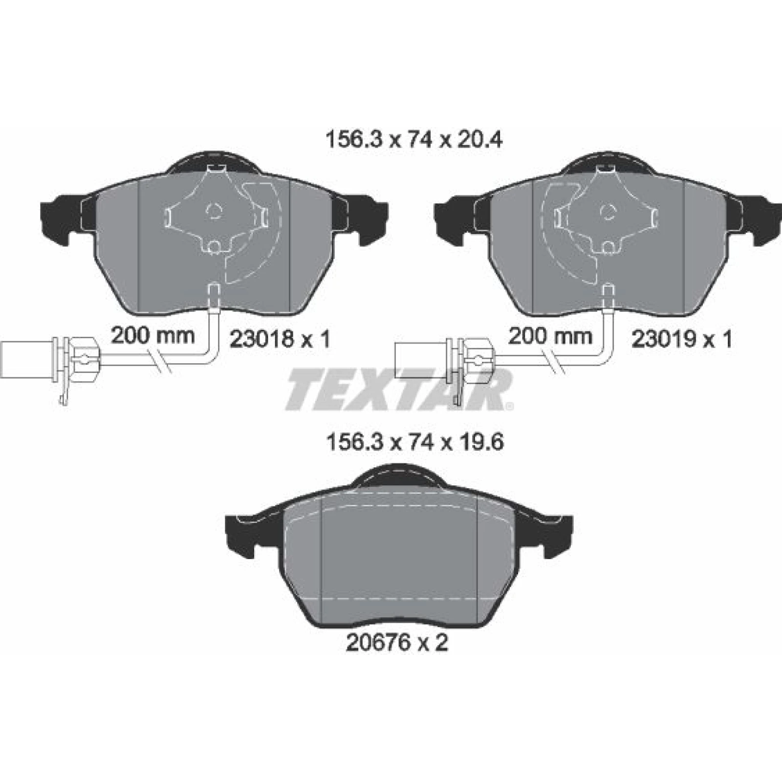 Bremsbelagsatz Vw P. A4 00-/04-/A6 99-/05-/Passat 00- 1.8-3.2 Mit Sensoren 156X74 2301802