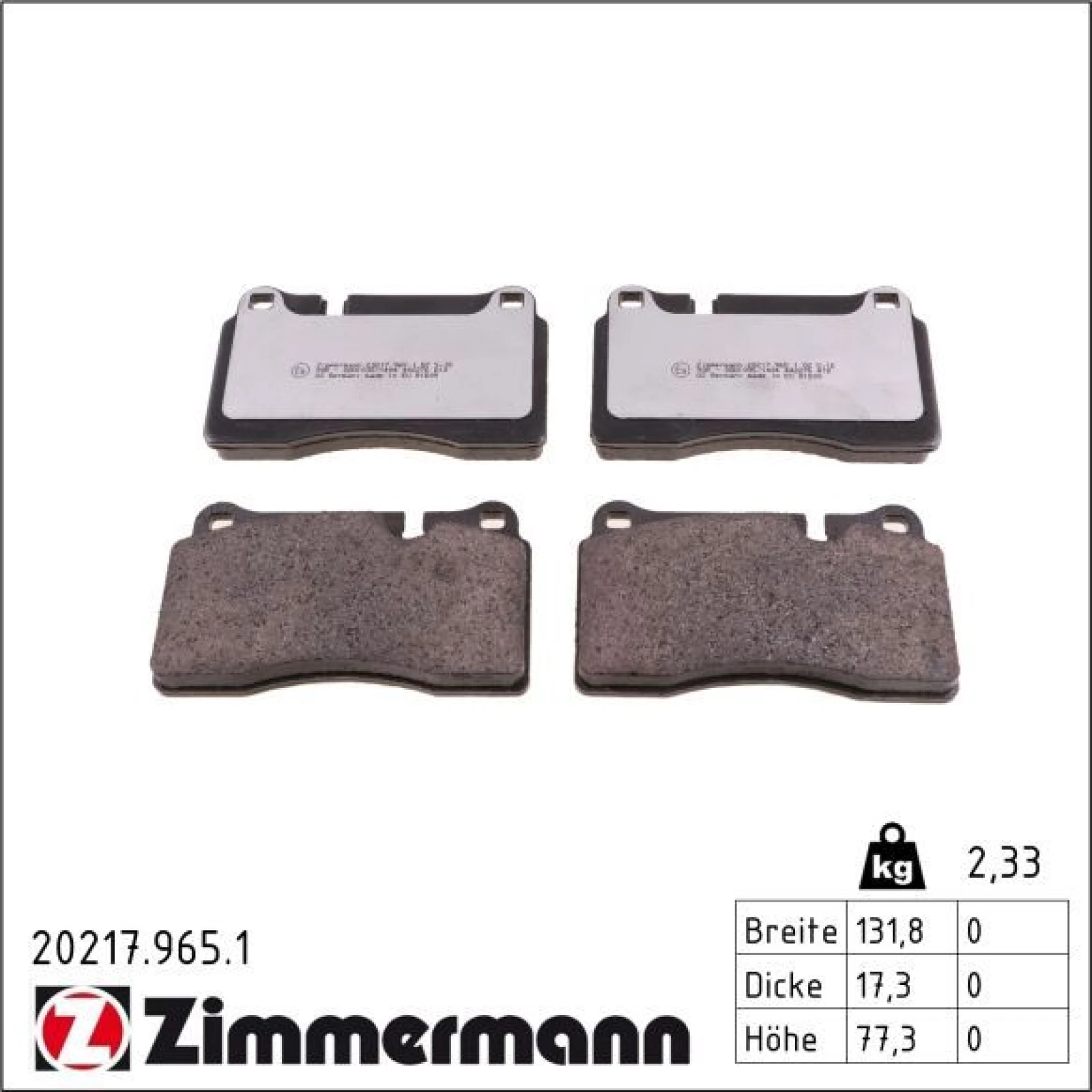 ZIMMERMANN Bremsbeläge 20217.965.1