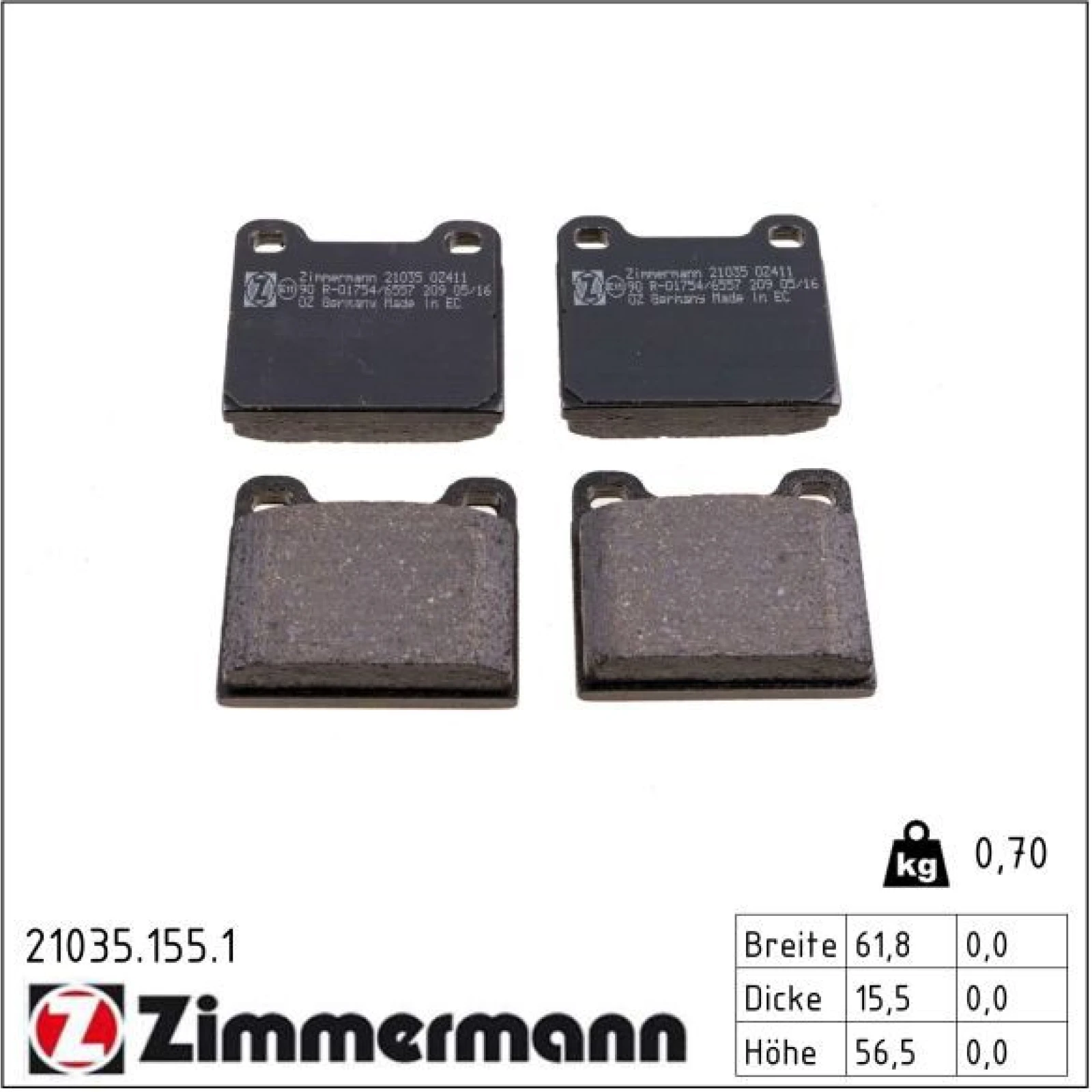 ZIMMERMANN Bremsbeläge 21035.155.1