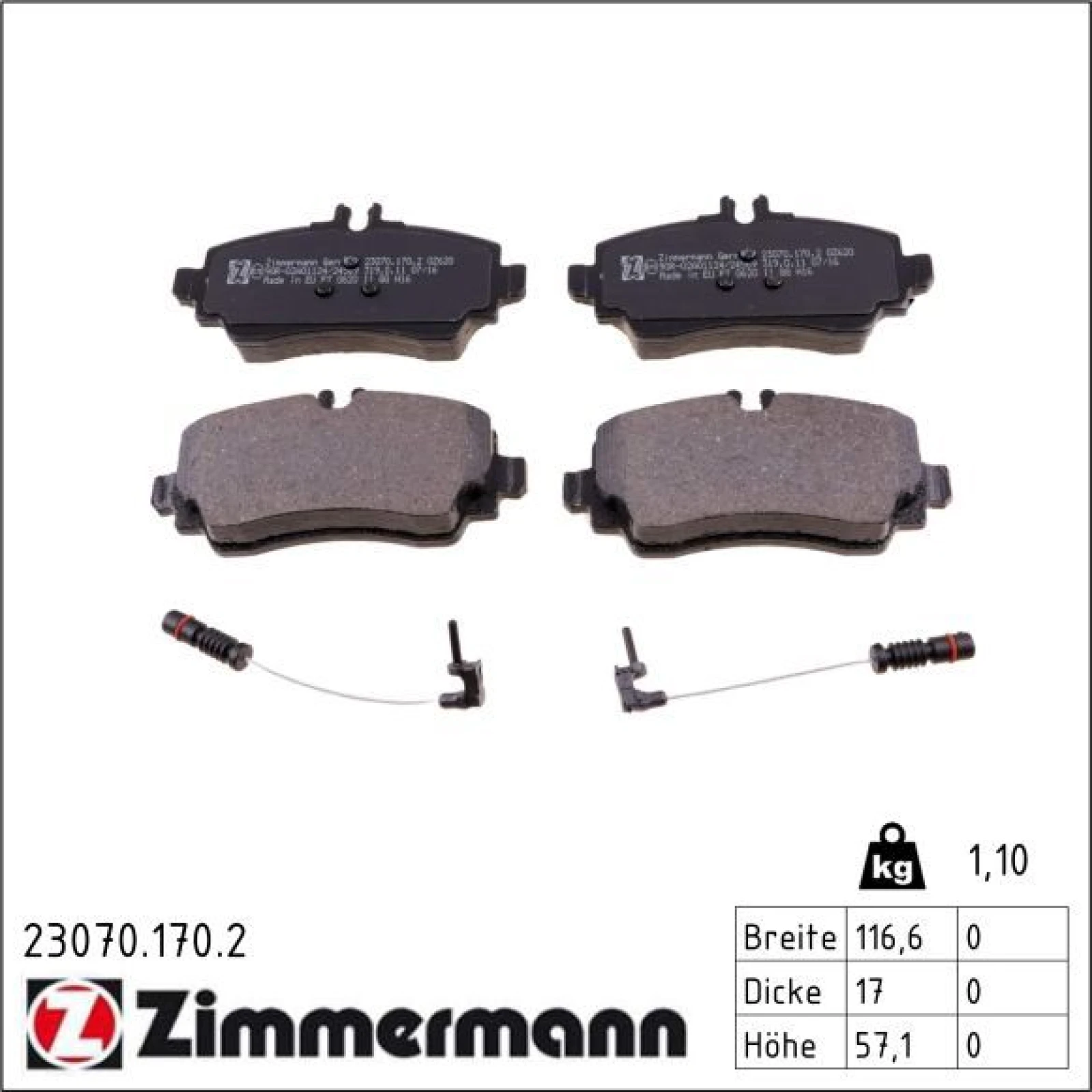 ZIMMERMANN Bremsbeläge 23070.170.2