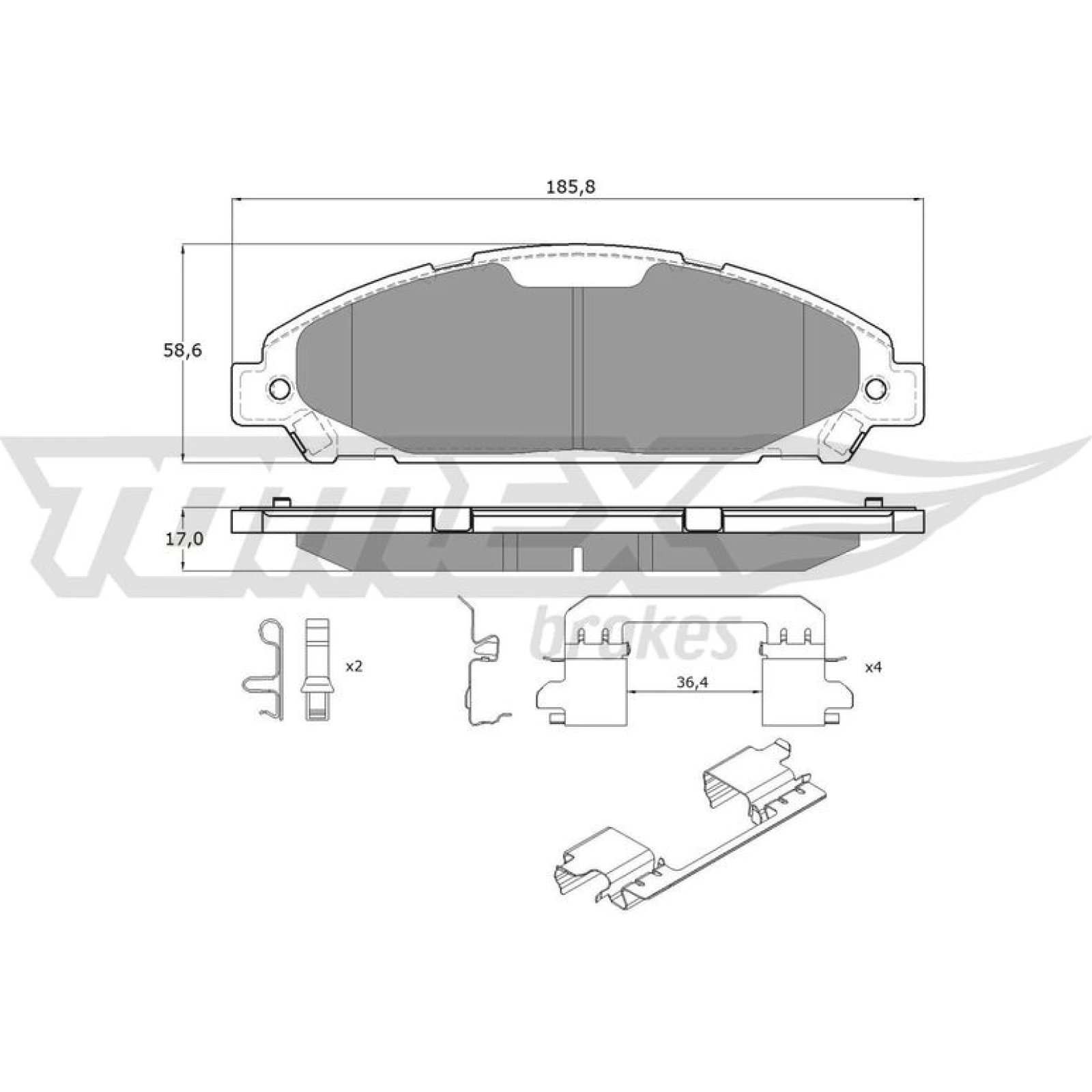 TOMEX brakes Bremsbelagsatz, Scheibenbremse TX 18-96