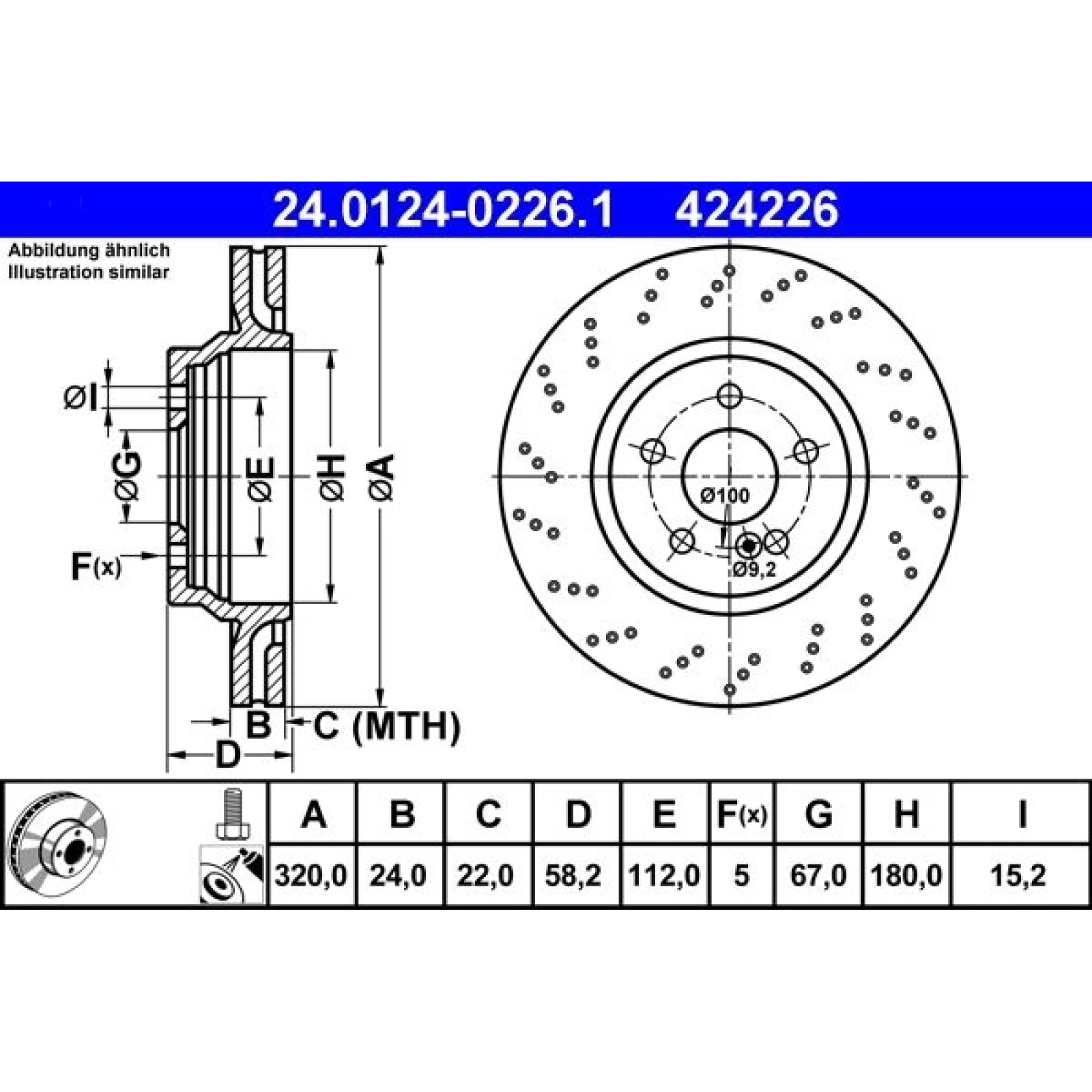 ATE Bremsscheibe 24.0124-0226.1
