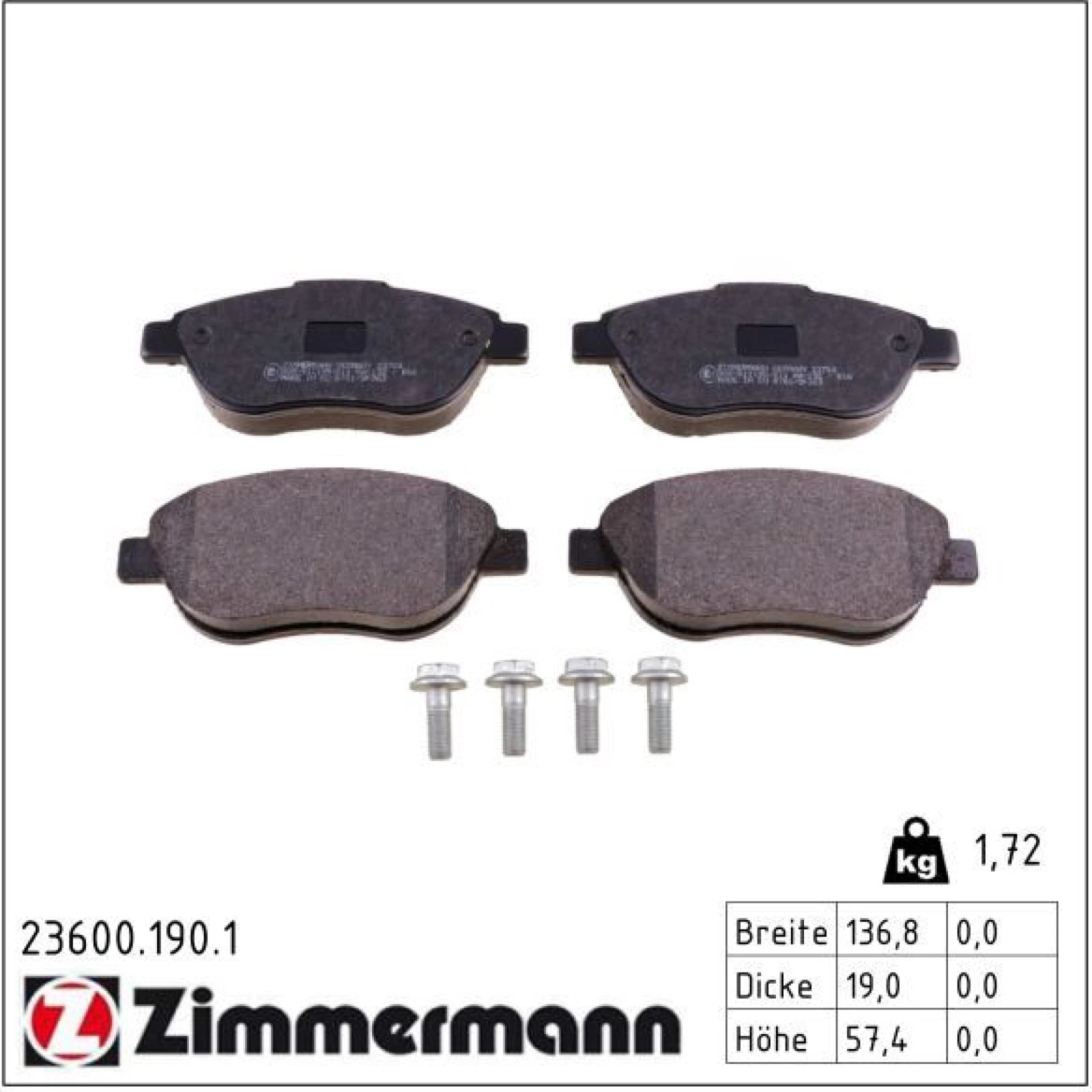 ZIMMERMANN Bremsbeläge 23600.190.1