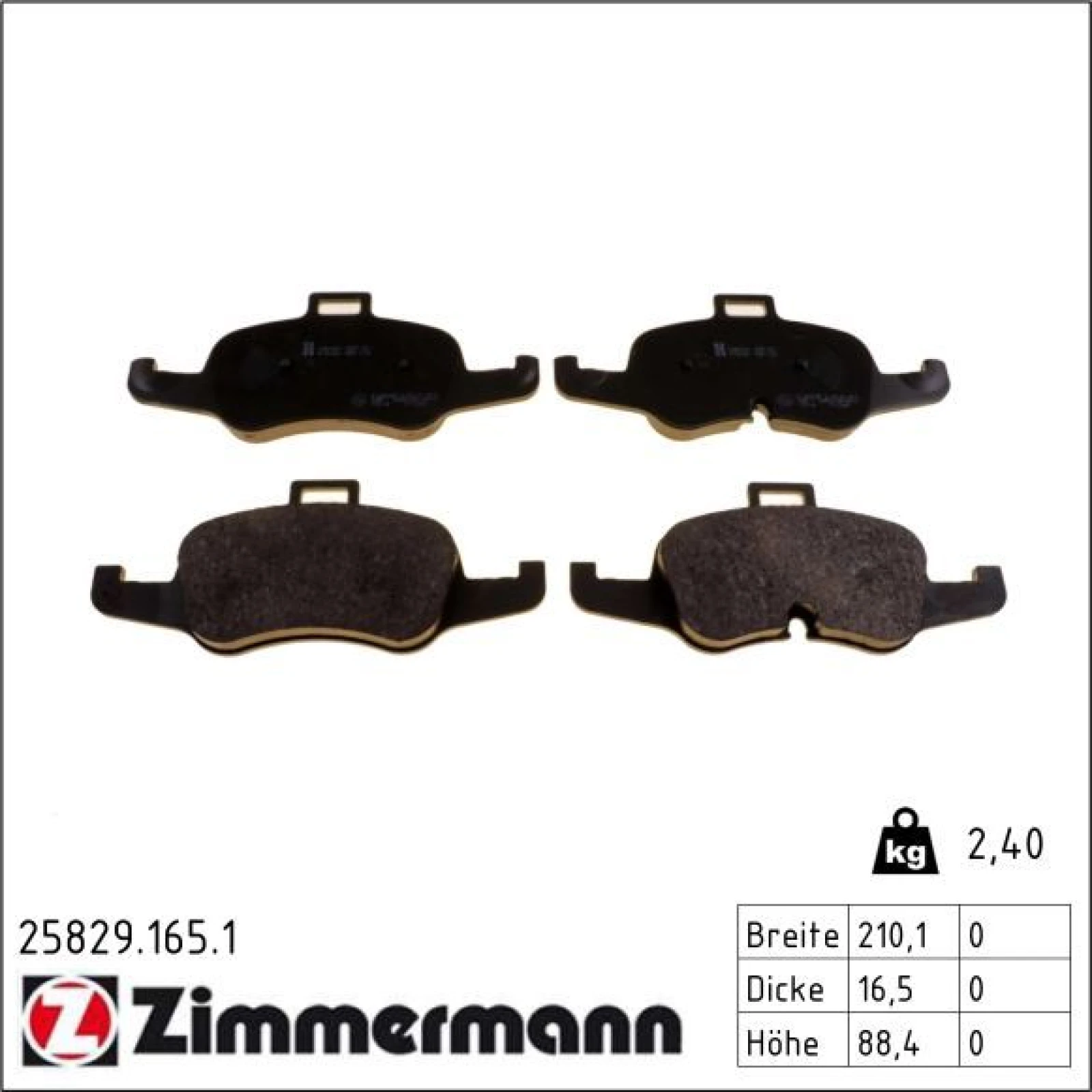 ZIMMERMANN Bremsbeläge 25829.165.1
