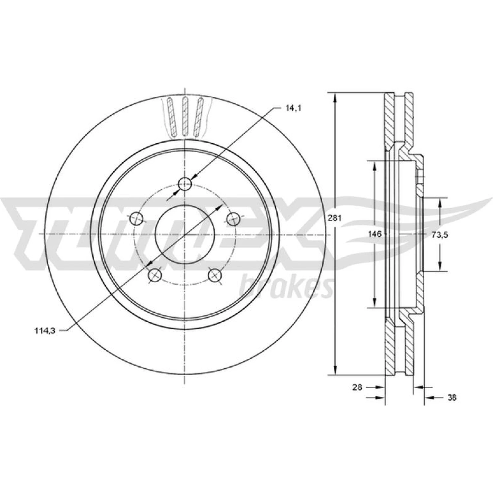 TOMEX brakes Bremsscheibe TX 72-16