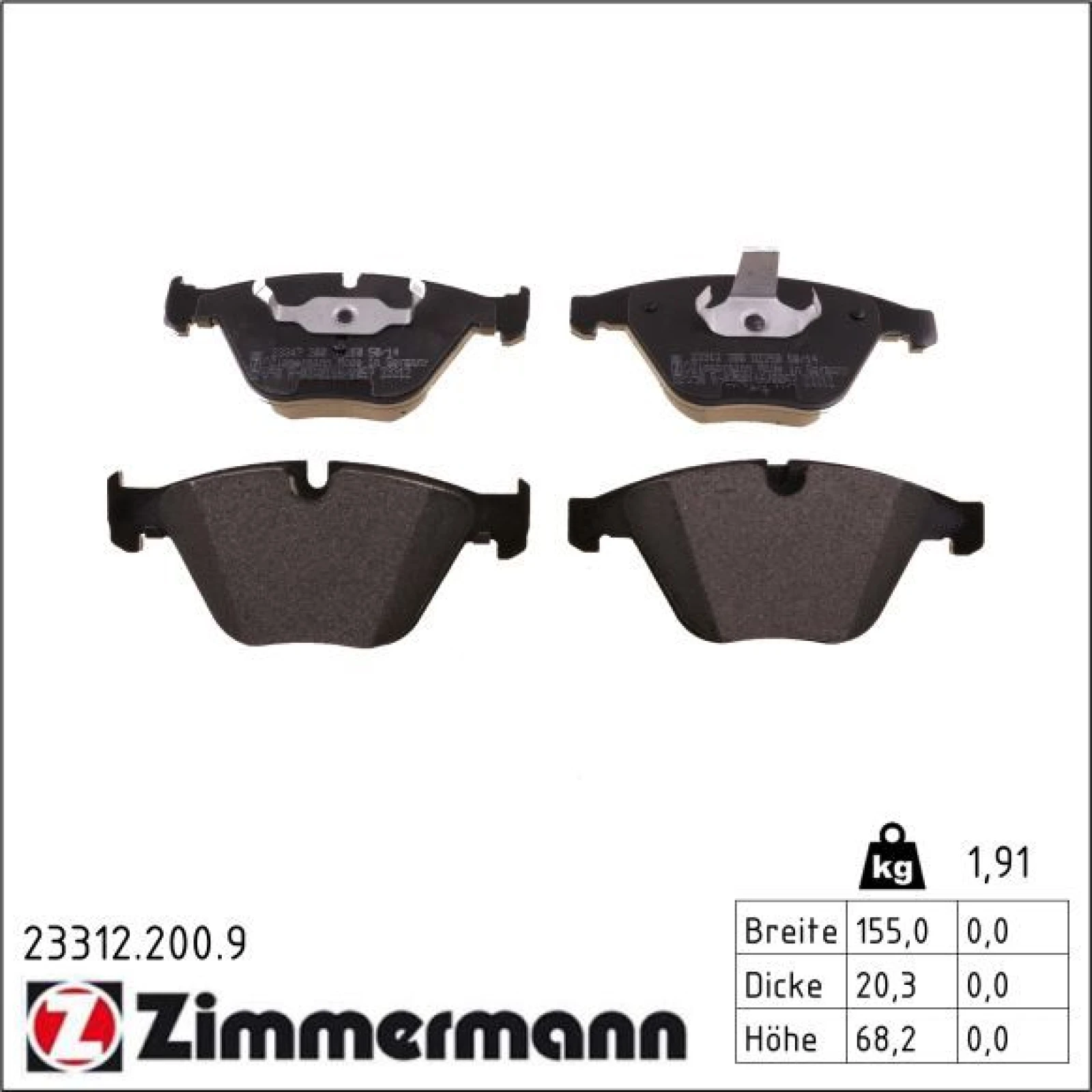 ZIMMERMANN Bremsbeläge 23312.200.9