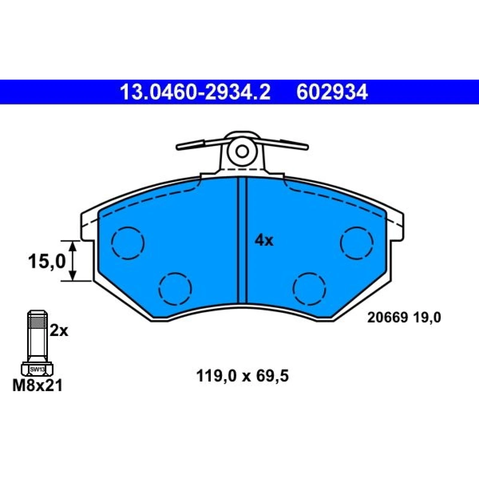 ATE Bremsbelagsatz Audi S. 80/100/A4 82-01 13.0460-2934.2
