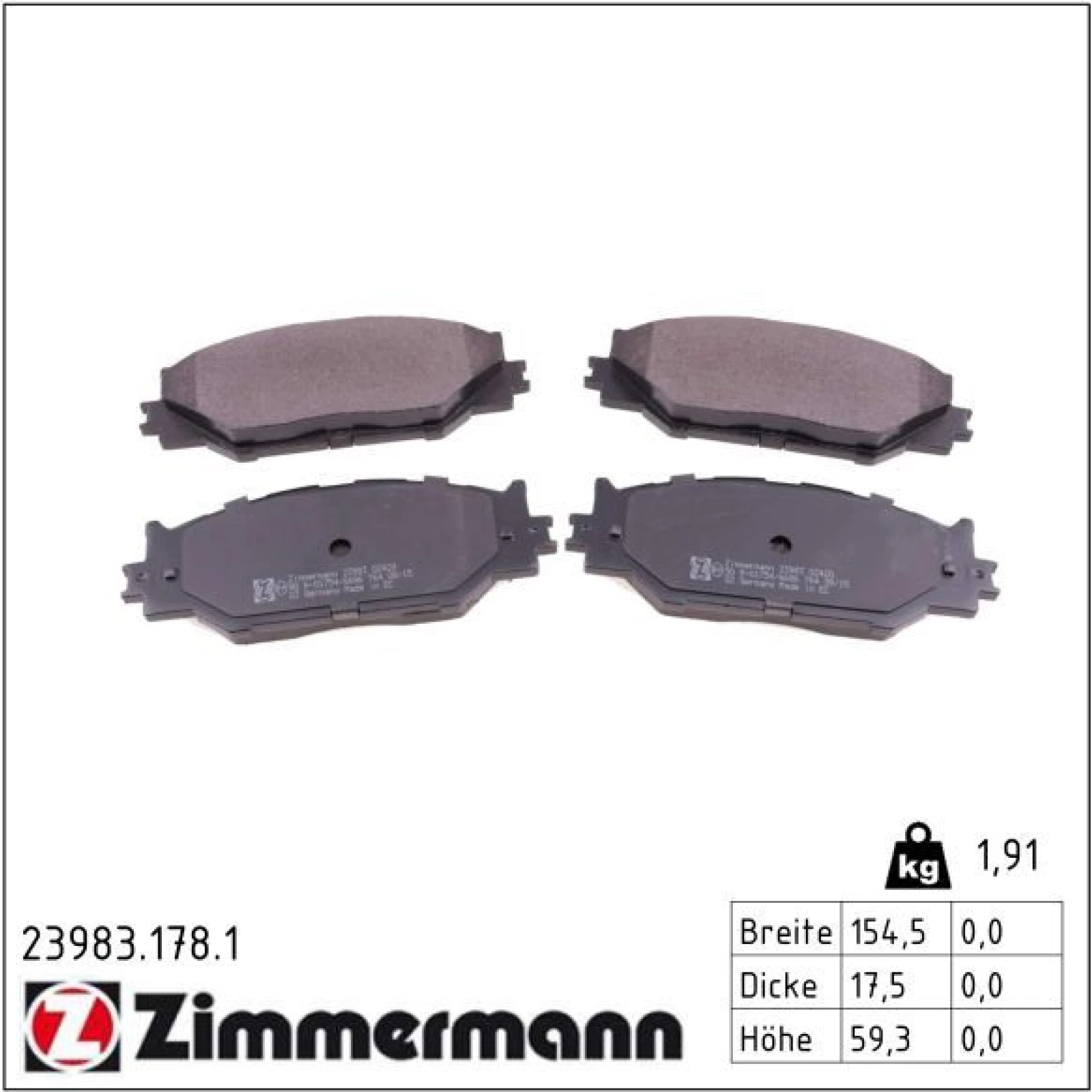 ZIMMERMANN Bremsbeläge 23983.178.1