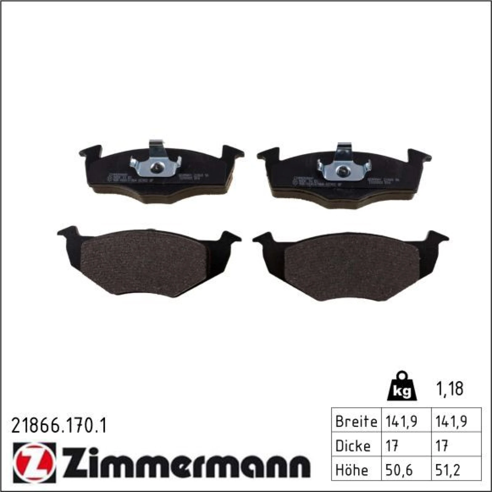ZIMMERMANN Bremsbeläge 21866.170.1