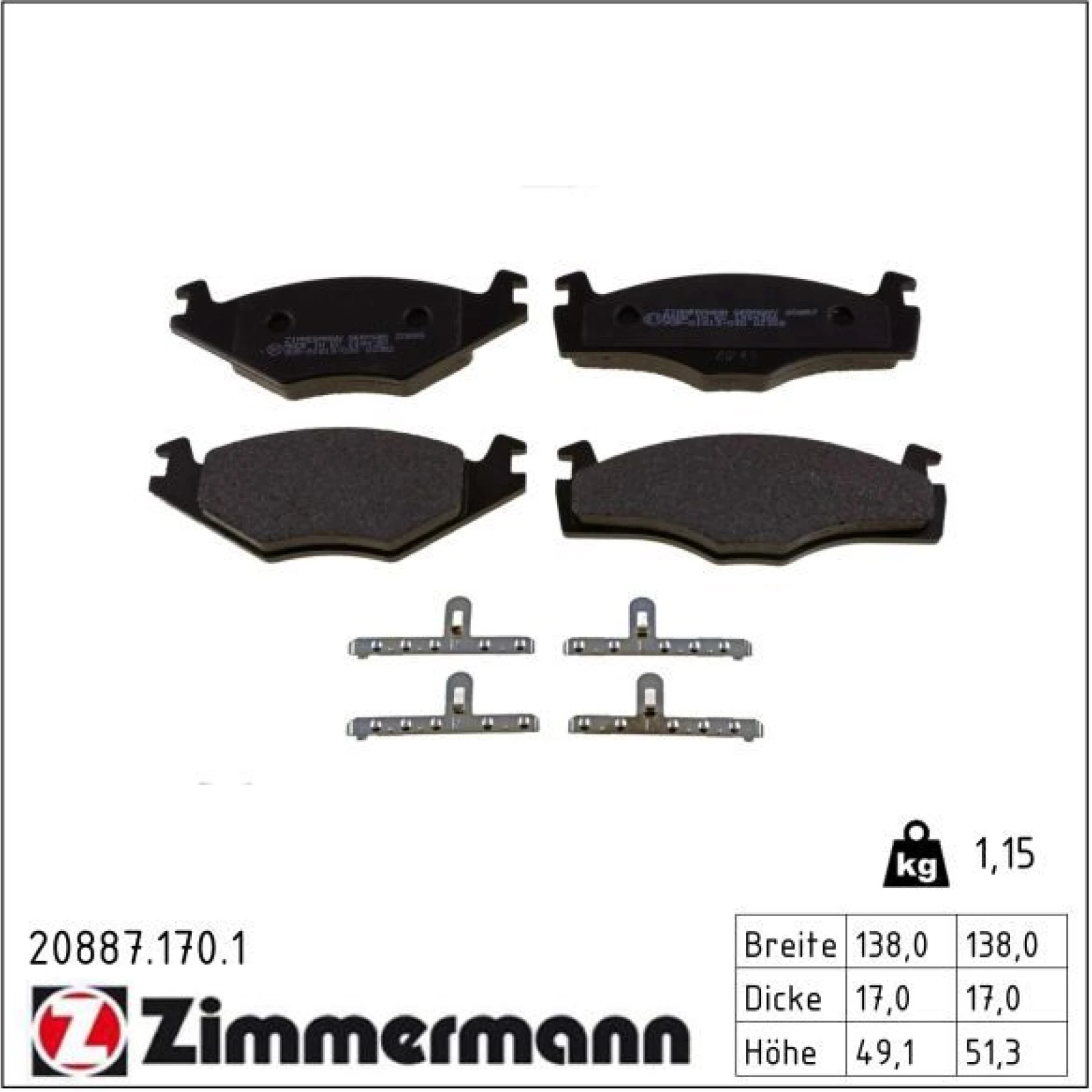 ZIMMERMANN Bremsbeläge 20887.170.1