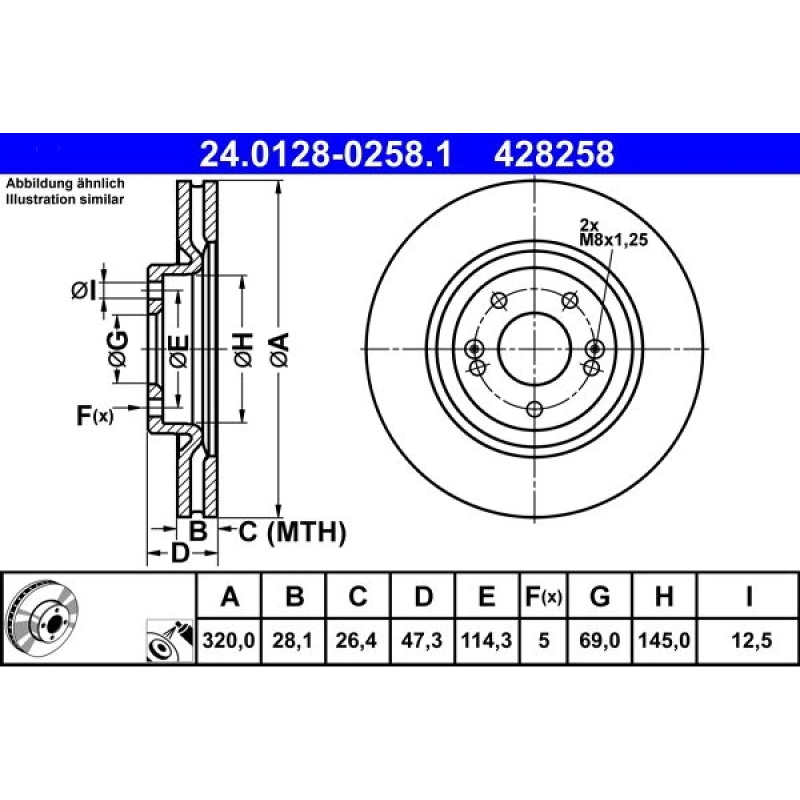 Bremsscheibe Hyundai P. I40 1.6-2.0 Gdi 11 24.0128-0258.1