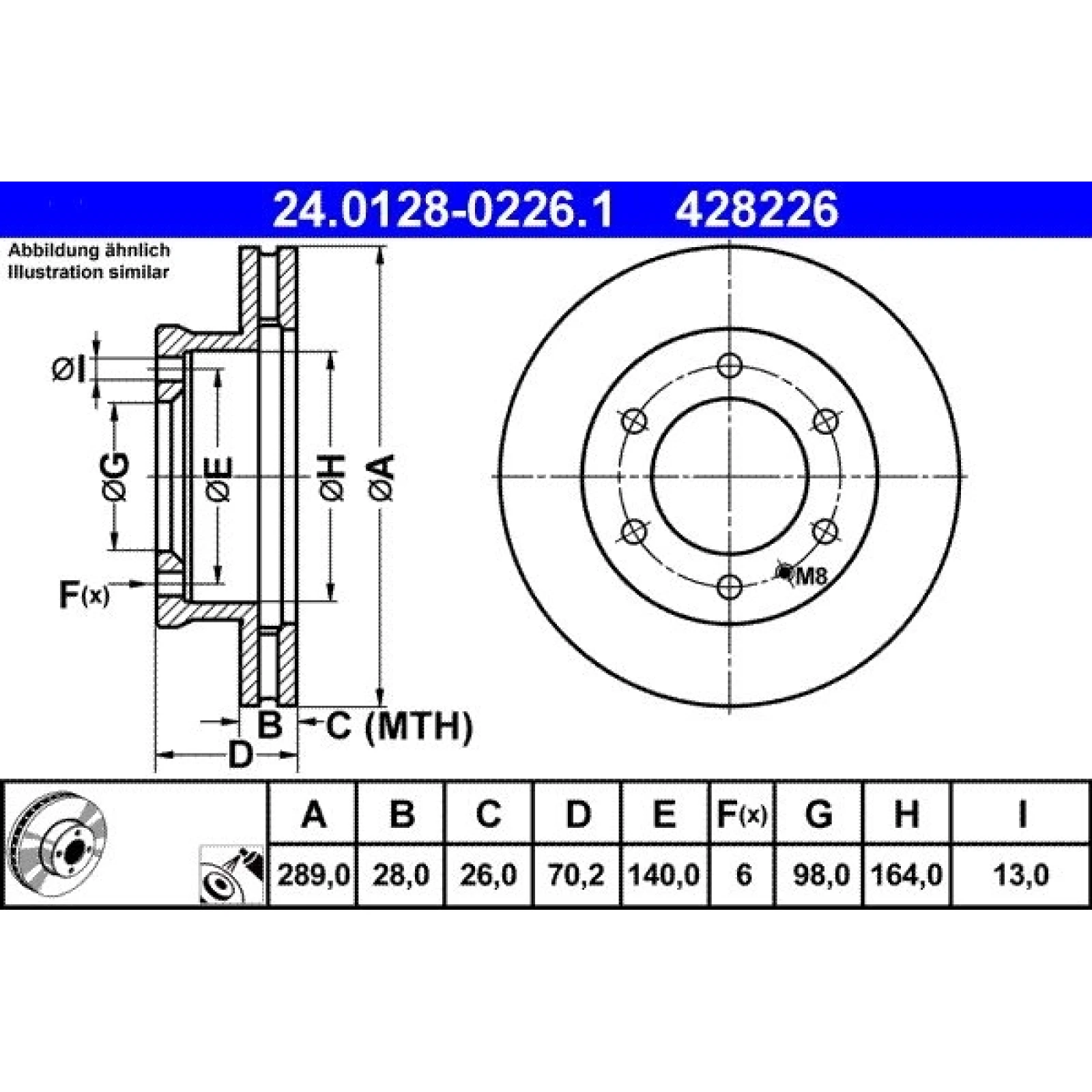Bremsscheibe Mazda P. B-Serie 2.5 D 4Wd 99-06 24.0128-0226.1