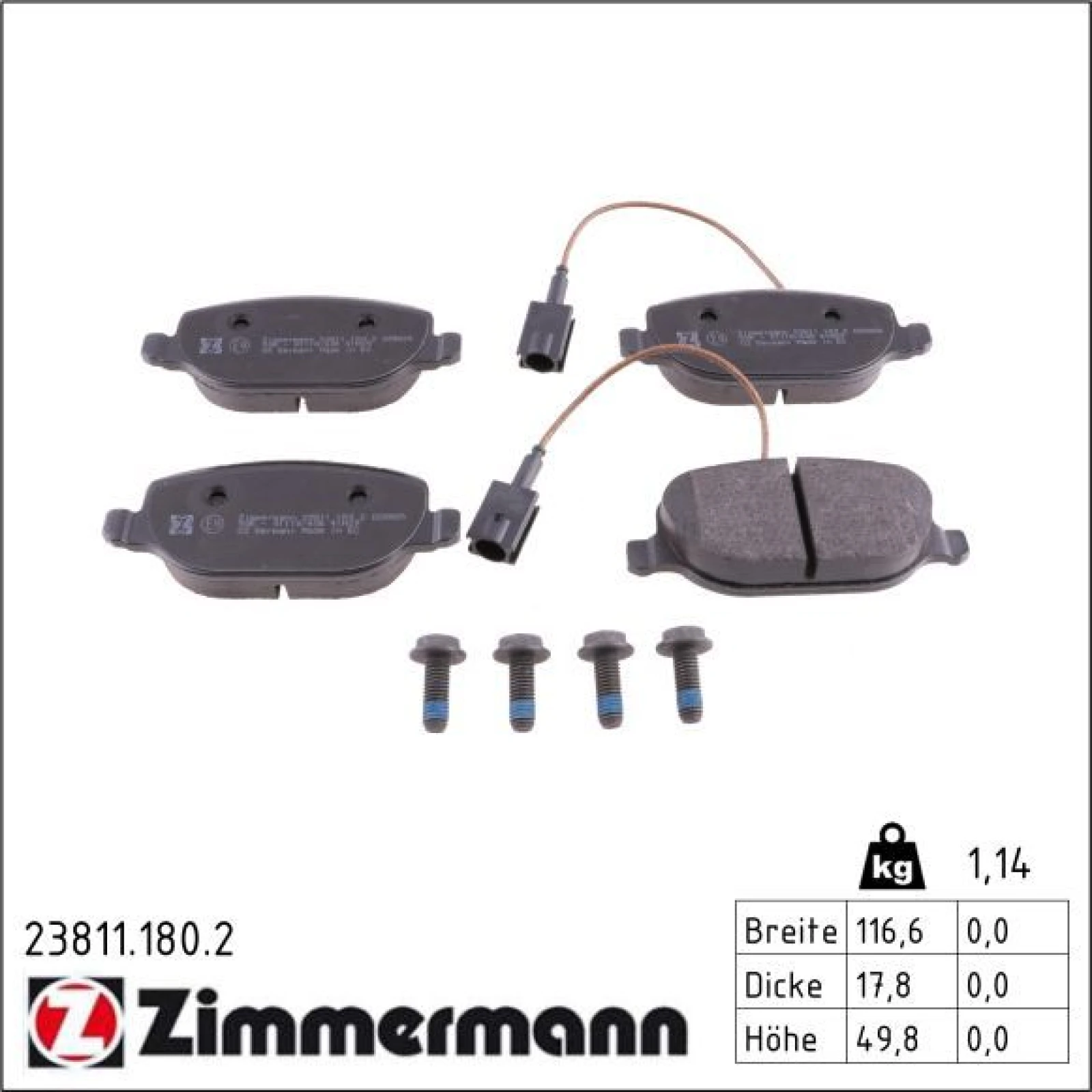 ZIMMERMANN Bremsbeläge 23811.180.2