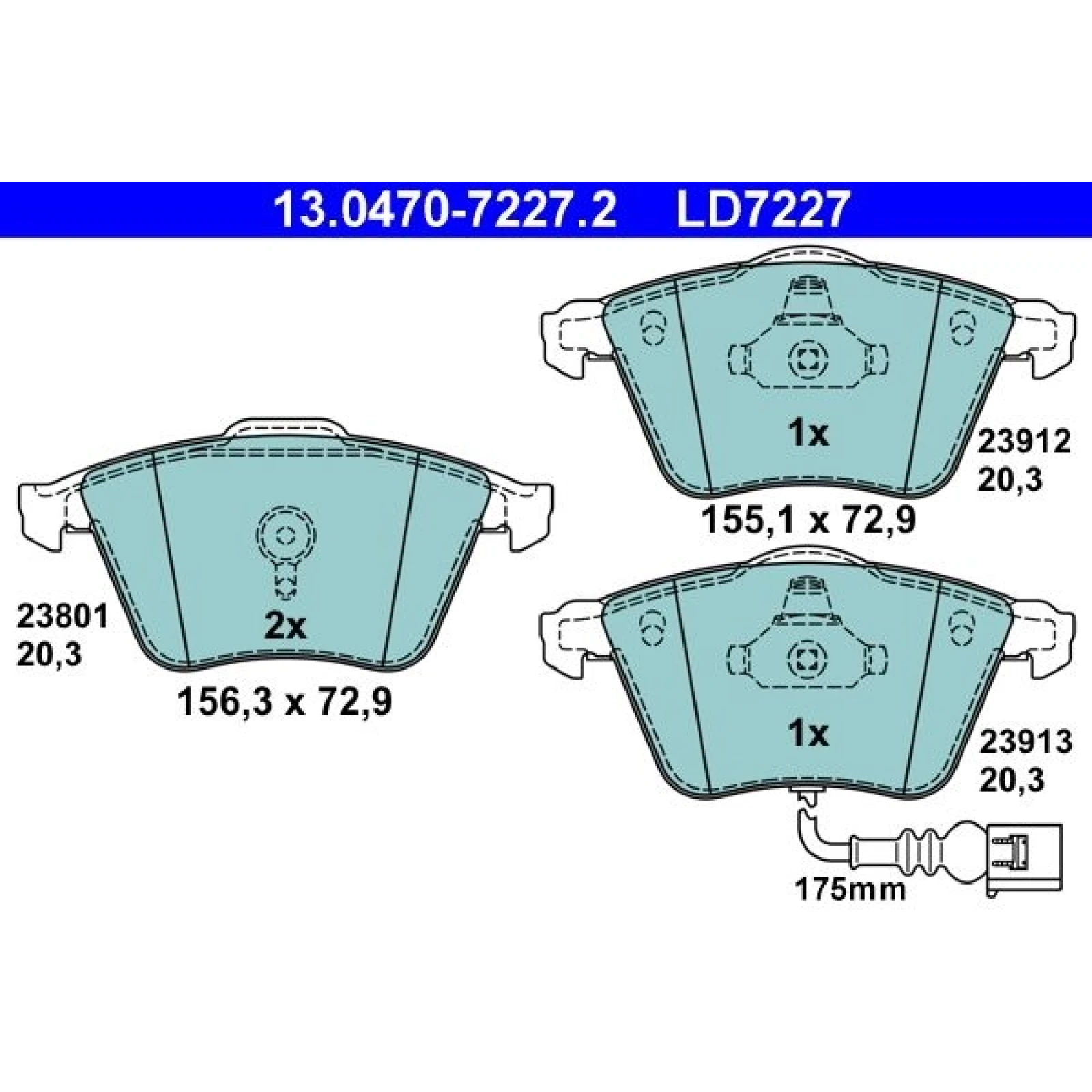 Bremsbelagsatz Vw P. Golf/Scirocco 1.4-2.0 08- Keramik 13.0470-7227.2