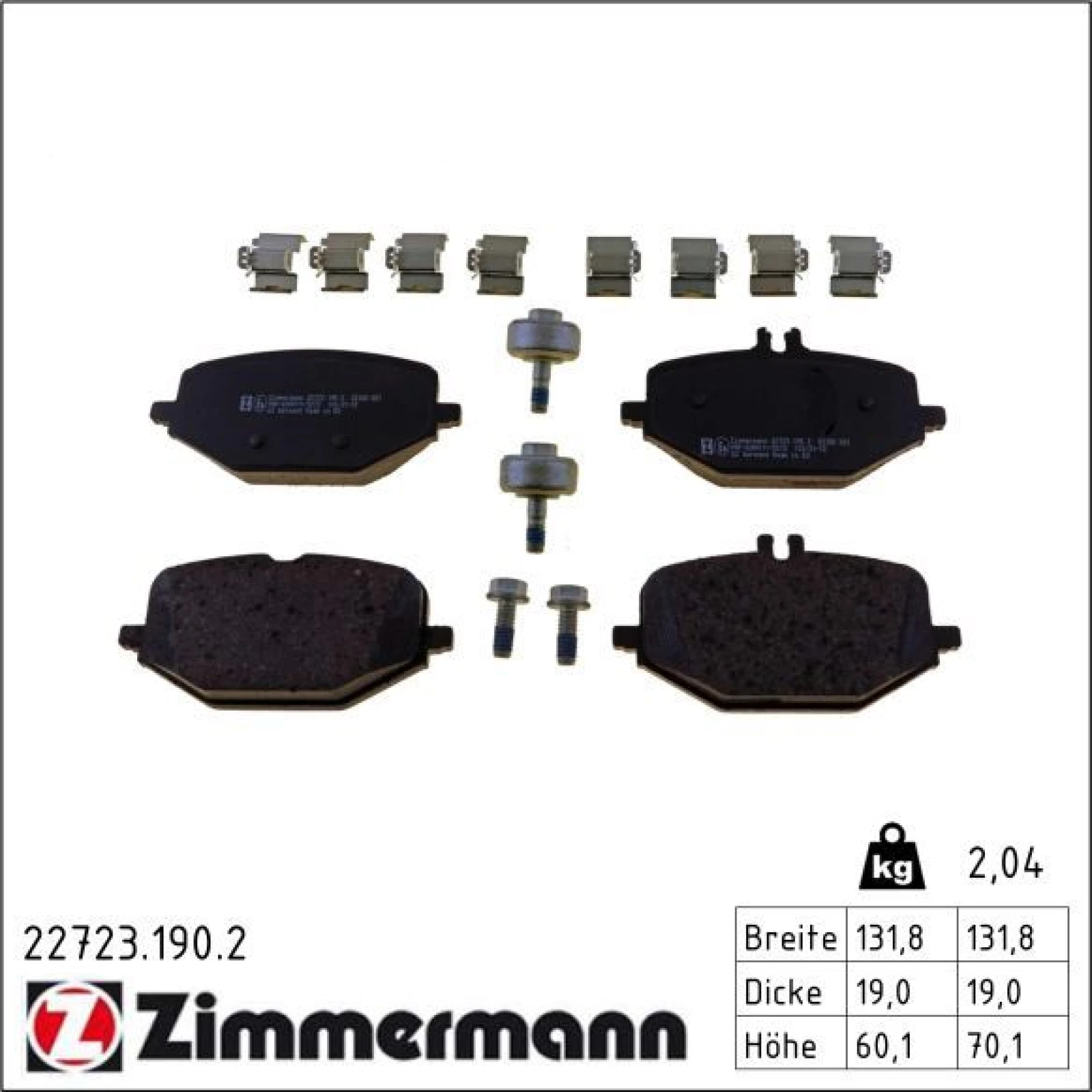 ZIMMERMANN Bremsbelagsatz, Scheibenbremse 22723.190.2