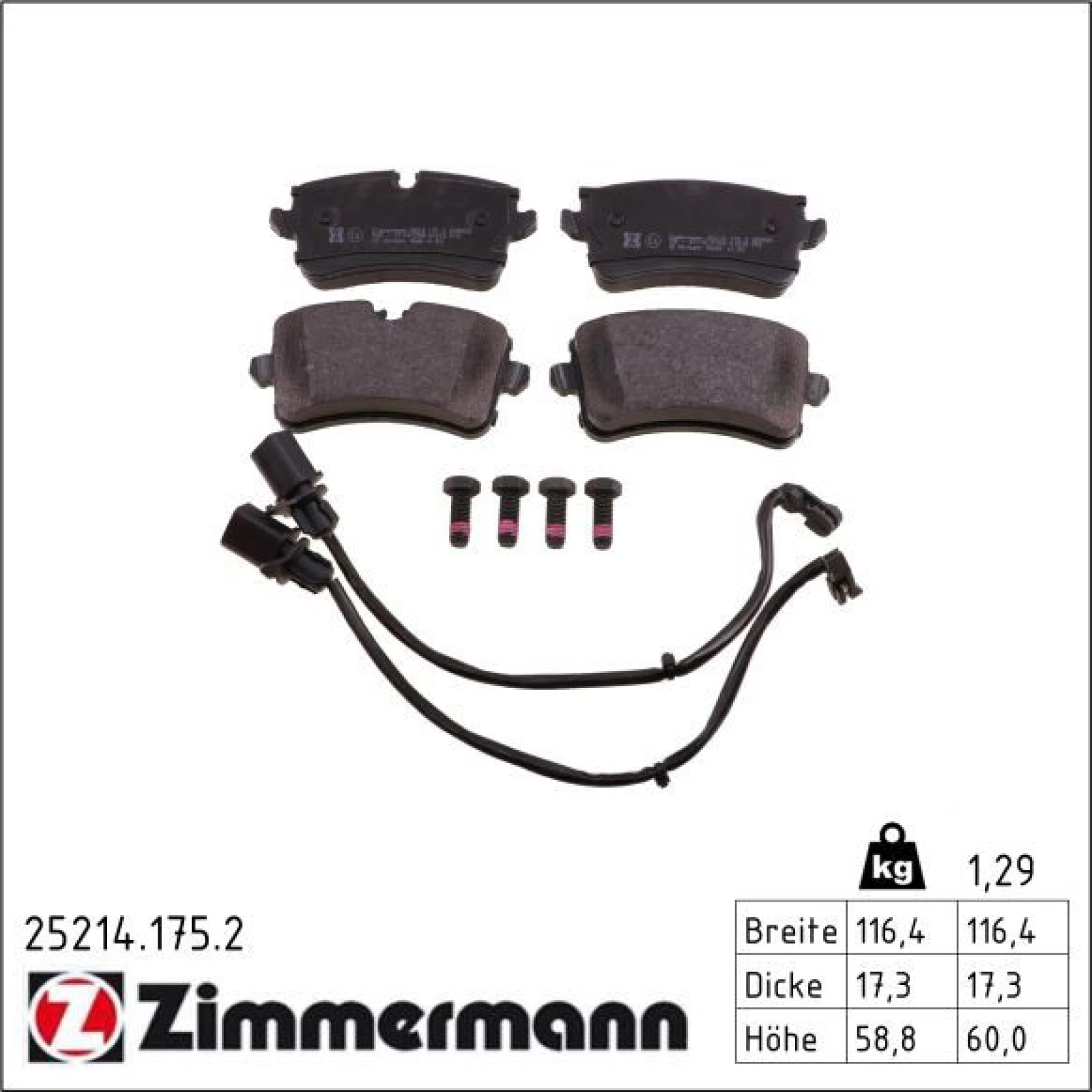ZIMMERMANN Bremsbeläge 25214.175.2