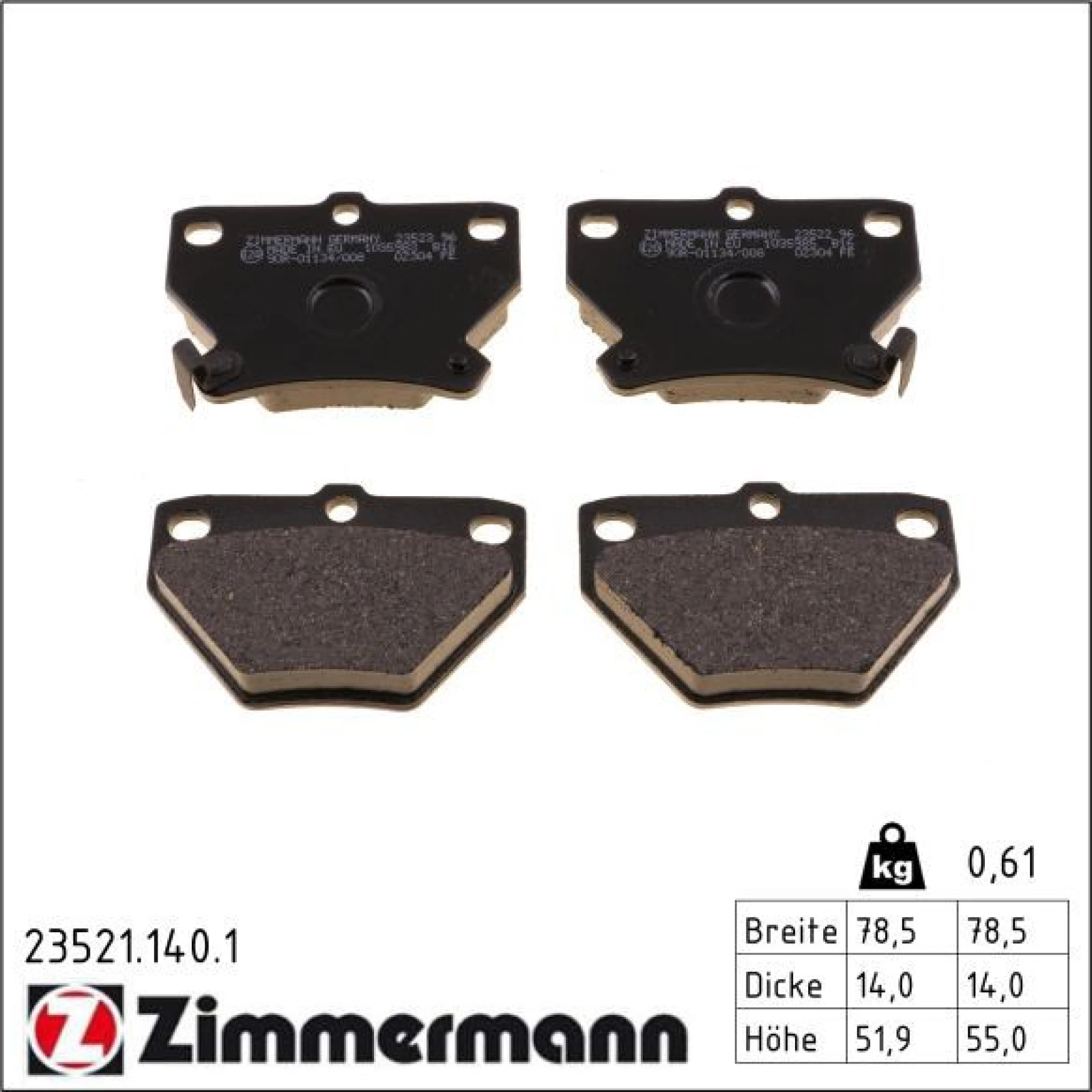 ZIMMERMANN Bremsbeläge 23521.140.1