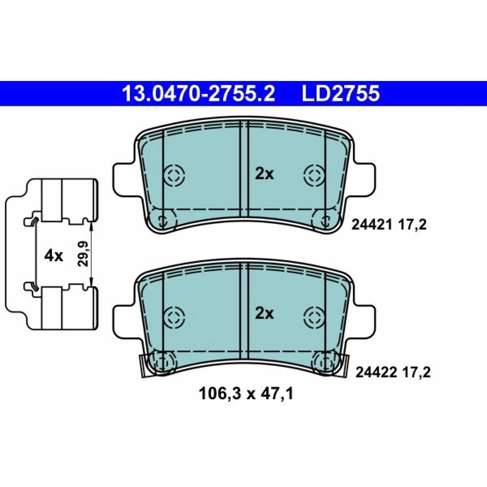 Bremsbelagsatz Saab T. 9-5 2,0-2,8 10-12 Keramik 13.0470-2755.2