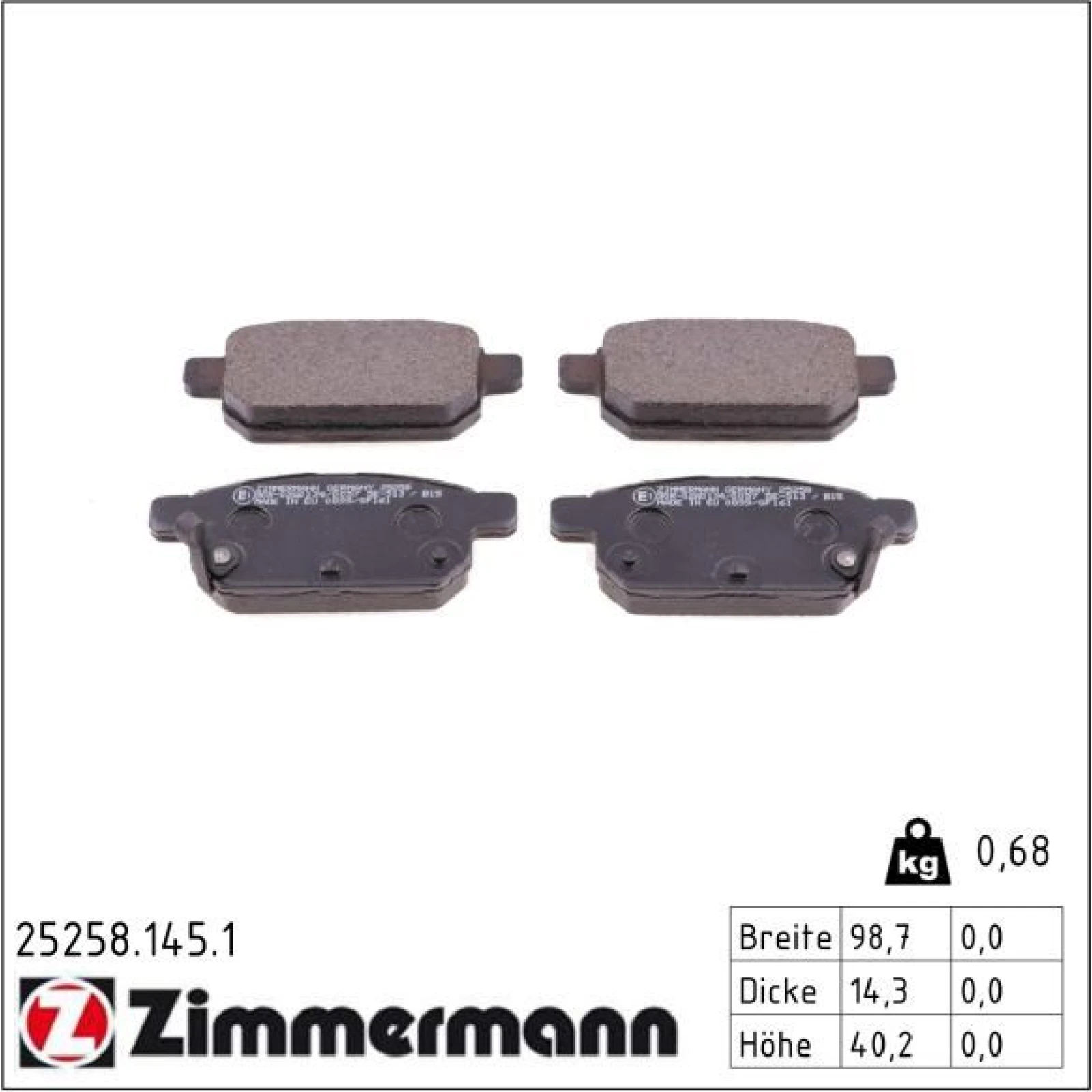 ZIMMERMANN Bremsbeläge 25258.145.1