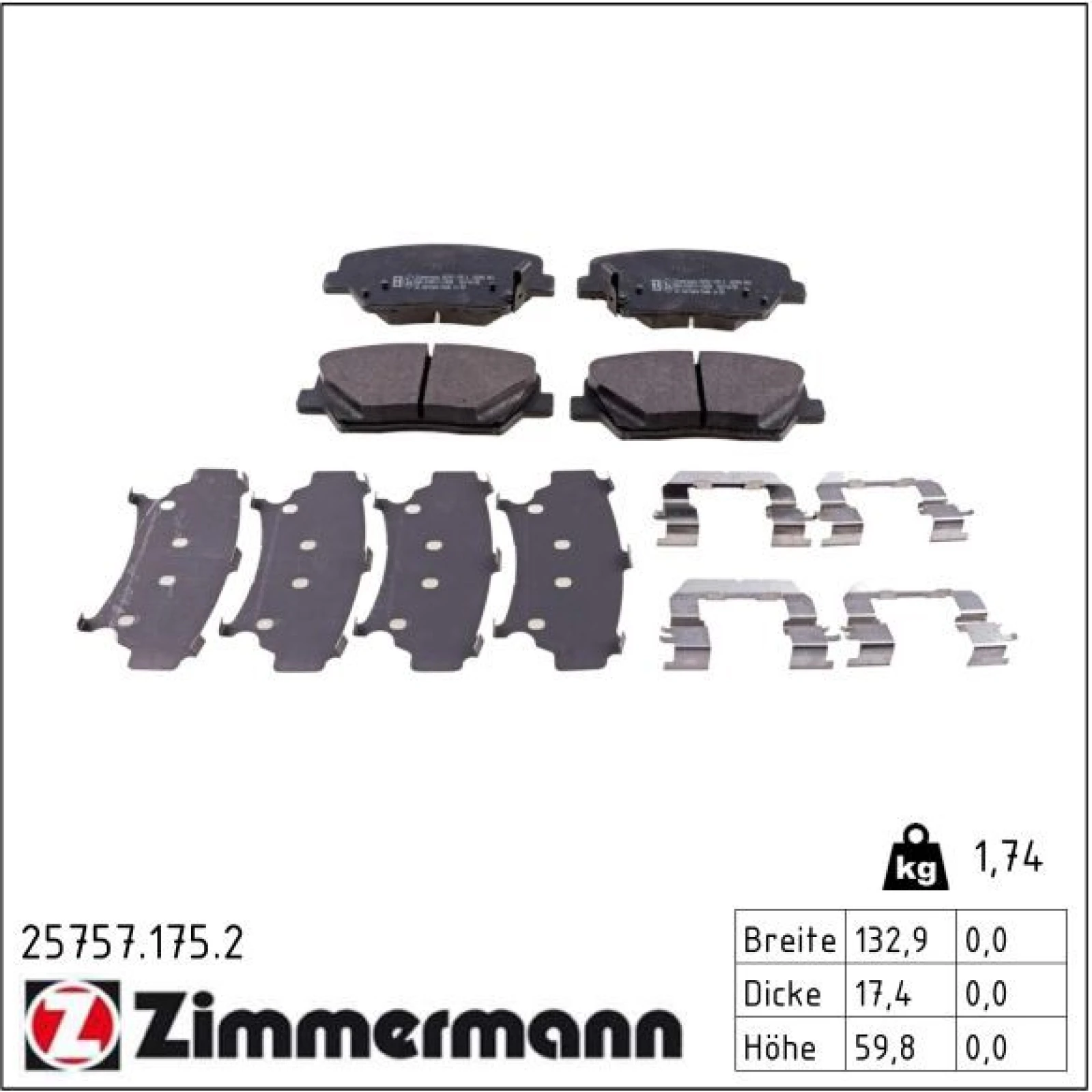 ZIMMERMANN Bremsbeläge 25757.175.2