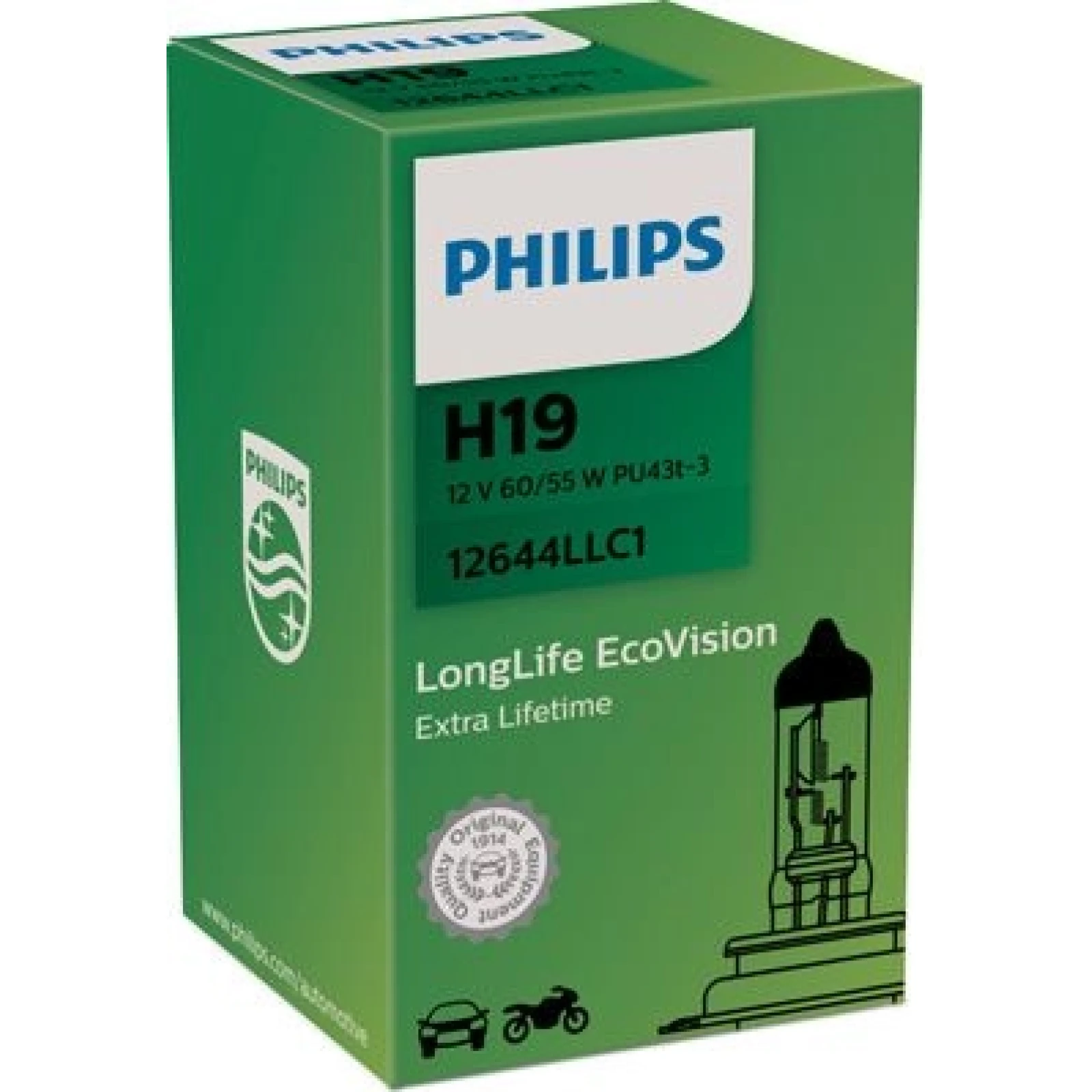 H19 12V 60/55W PU43t-1 LongLife 1 Stück Philips 12644LLC1