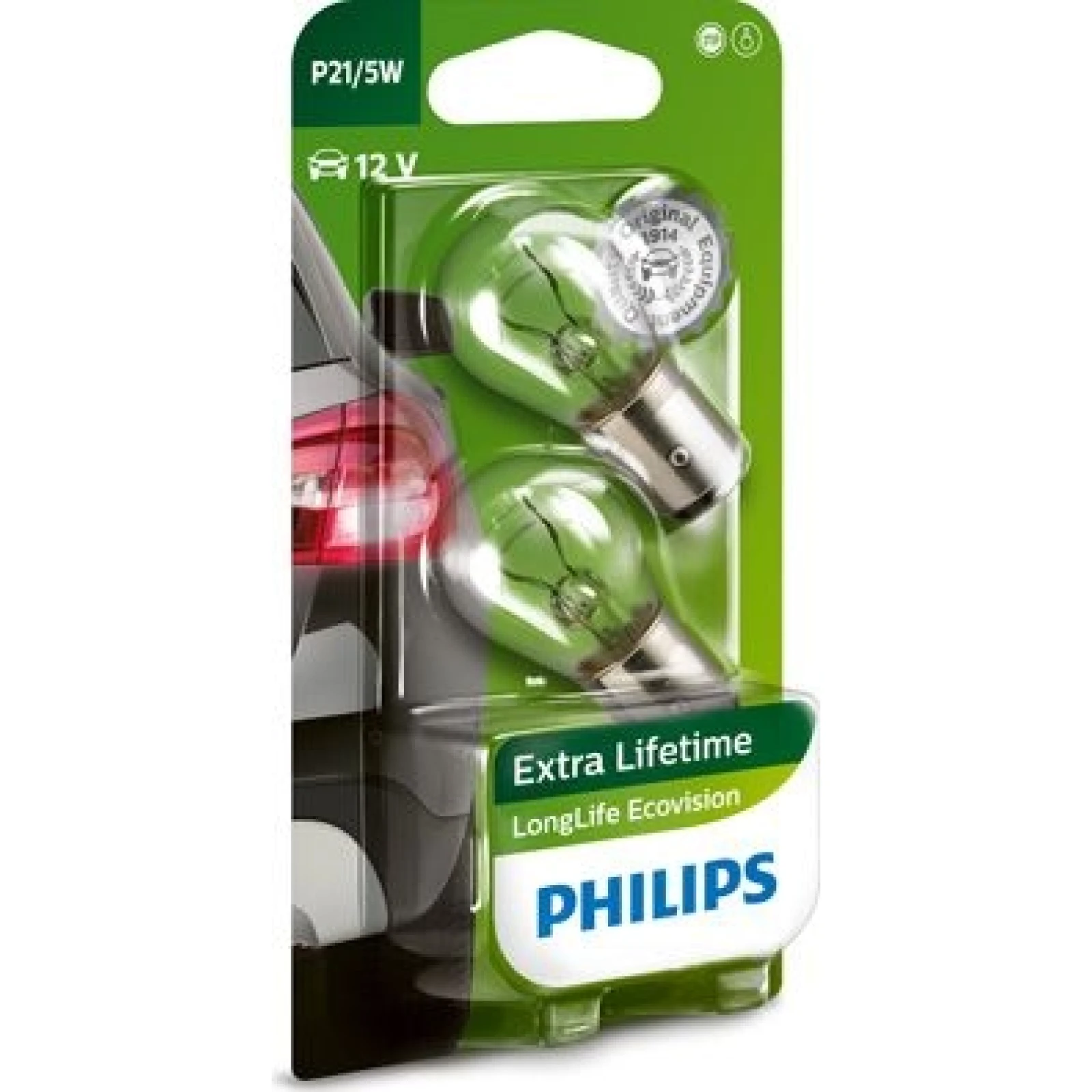 P21/5W 12V 21/5W BAY15d LongLife Ecovision 2 Stück Philips 12499LLECOB2