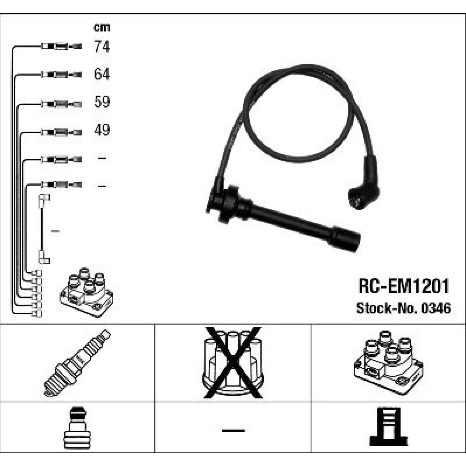 NGK Zündkabelsatz (Zündleitungssatz) RC-EM1201 0346 - l