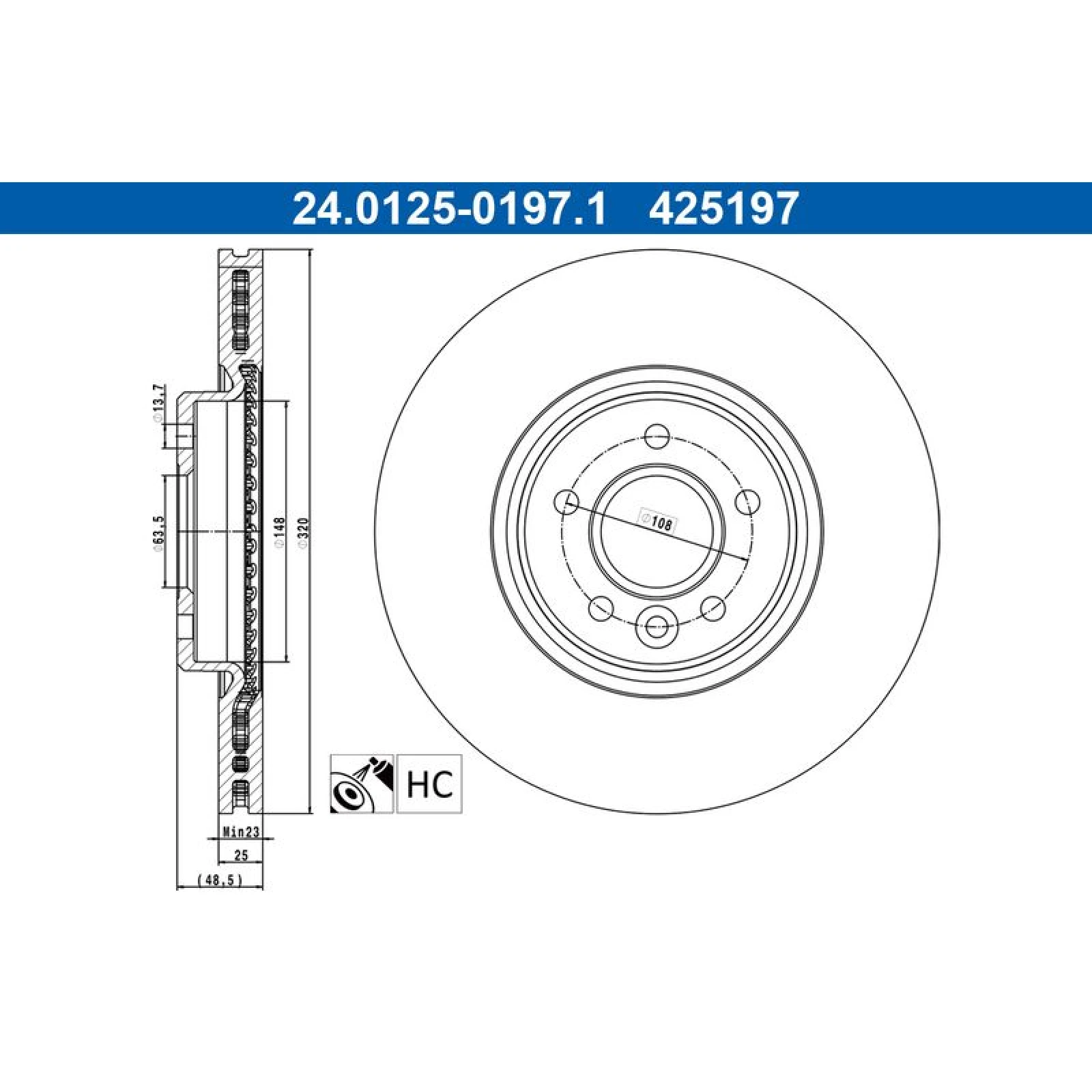 Bremsscheibe Volvo P. C70/S40/V40/V50 04 24.0125-0197.1