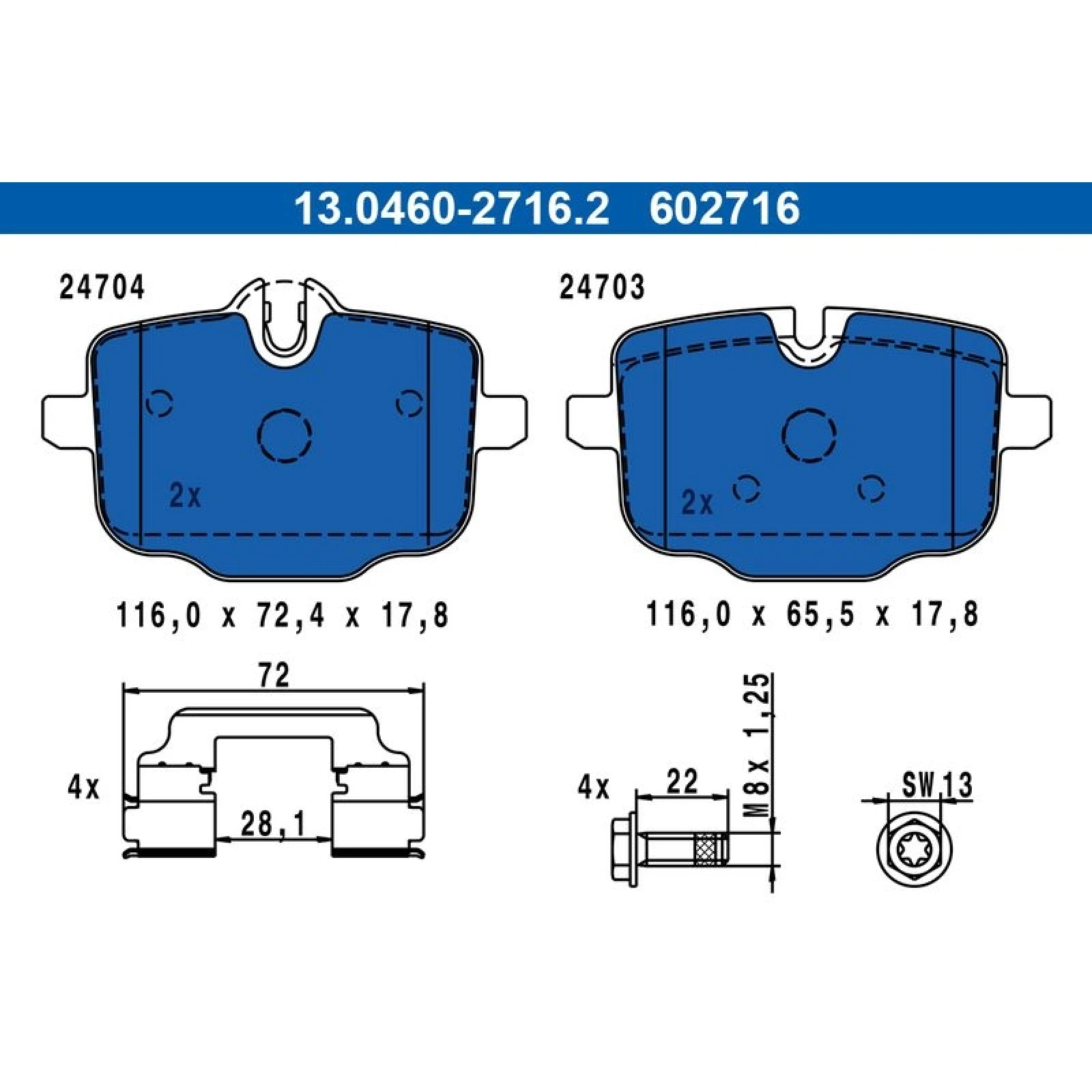 Bremsbelagsatz Bmw T. F10 525-550B/D 10 13.0460-2716.2