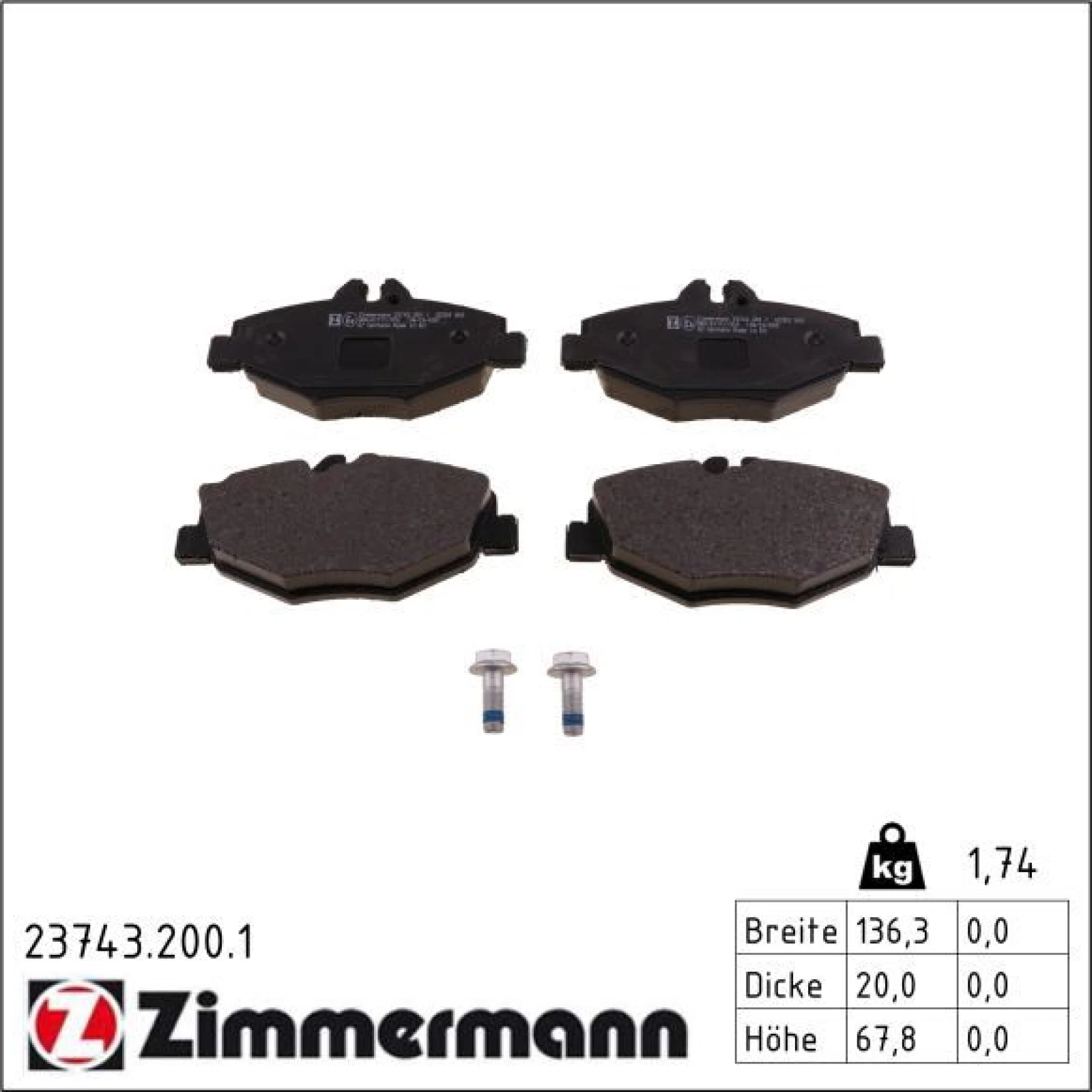 ZIMMERMANN Bremsbeläge 23743.200.1