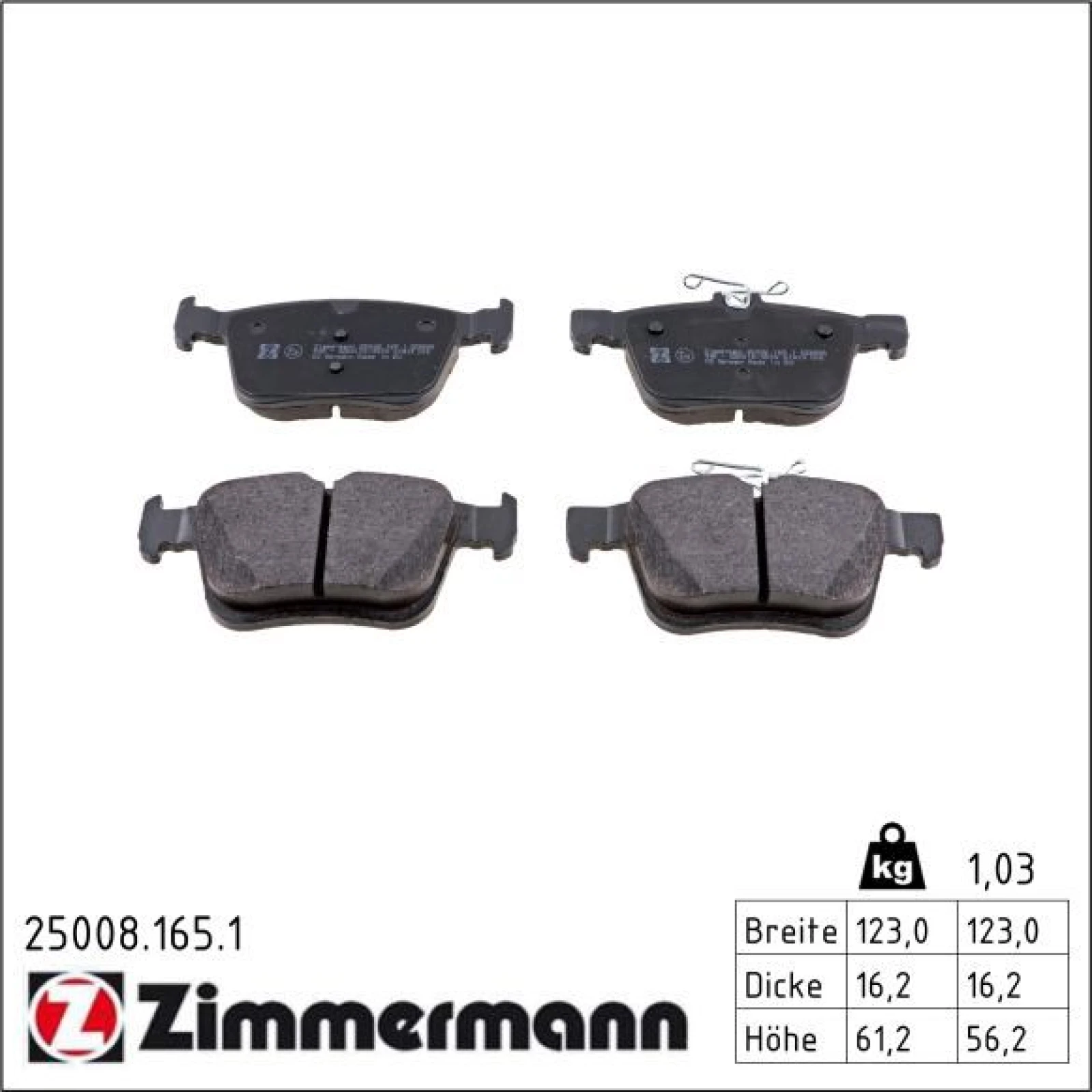 ZIMMERMANN Bremsbeläge 25008.165.1
