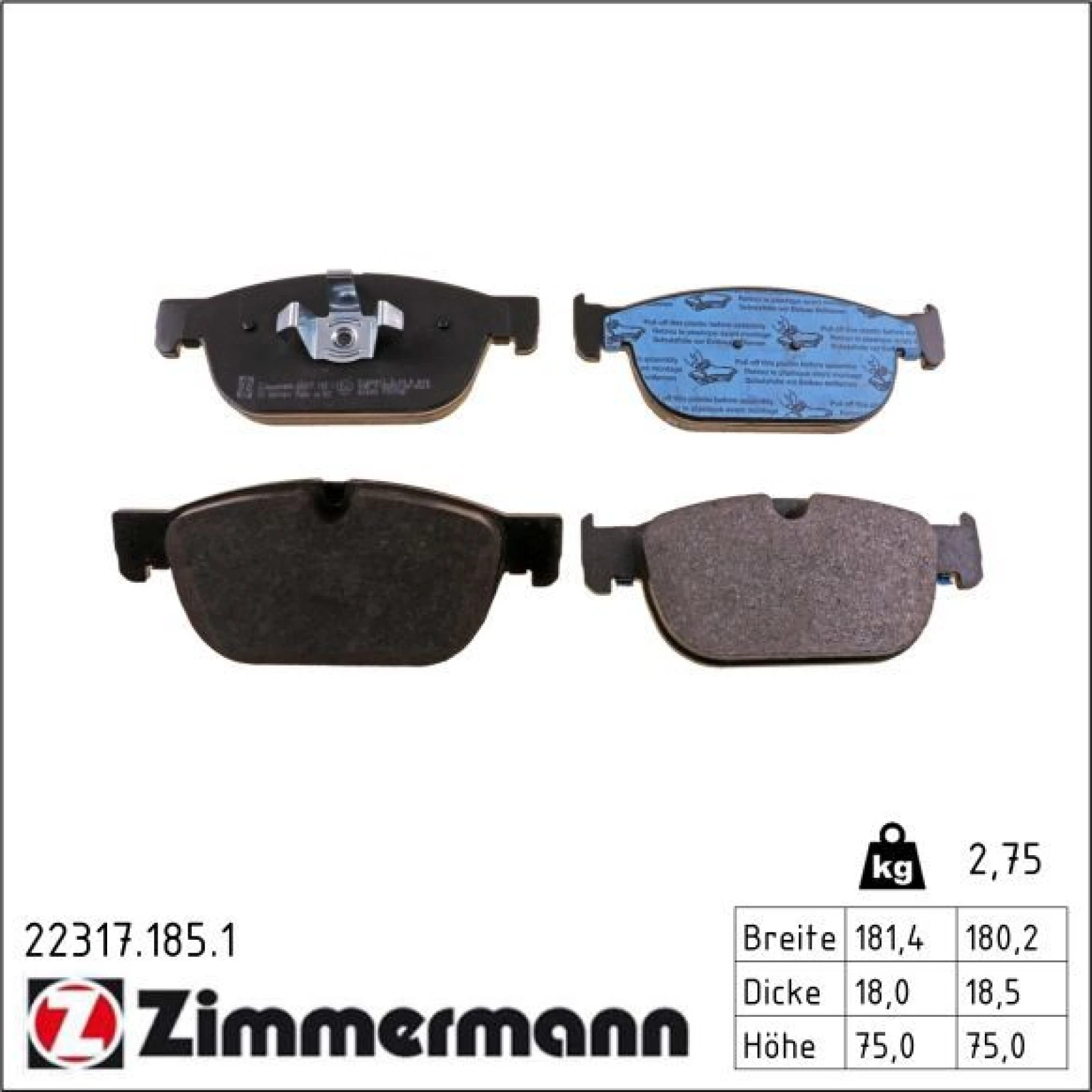 ZIMMERMANN Bremsbeläge 22317.185.1