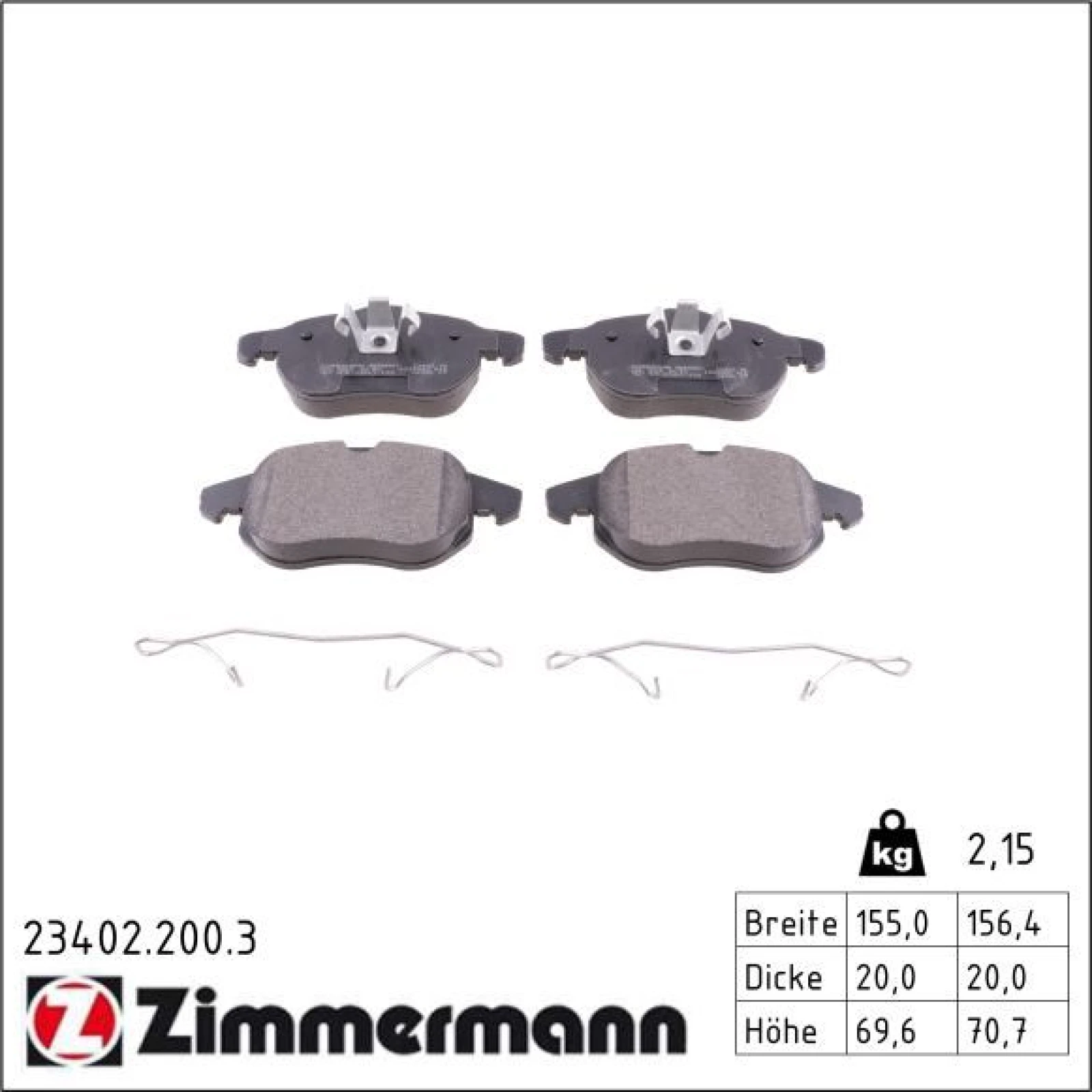 ZIMMERMANN Bremsbeläge 23402.200.3