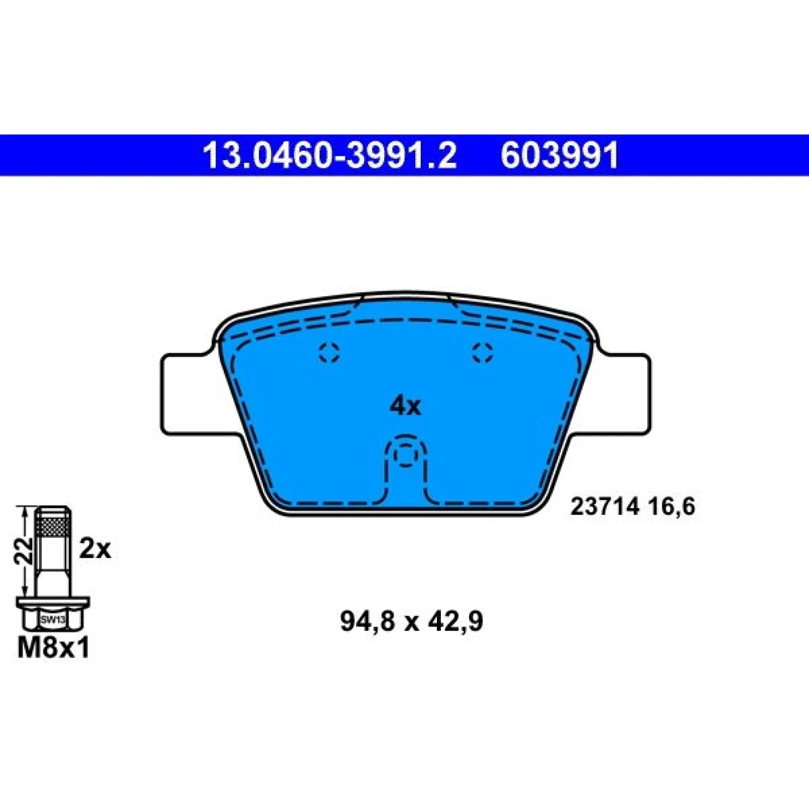 Bremsbelagsatz Alfa T. Mito 08 13.0460-3991.2
