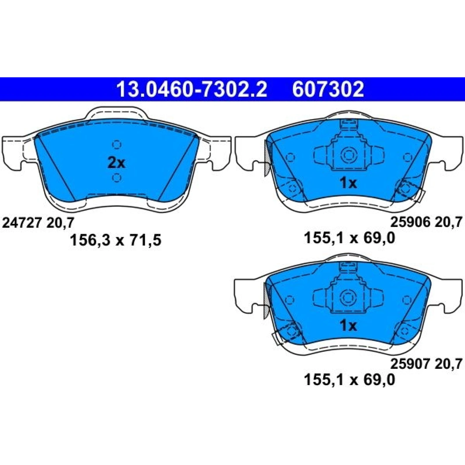 Bremsbelagsatz, Scheibenbremse 13.0460-7302.2