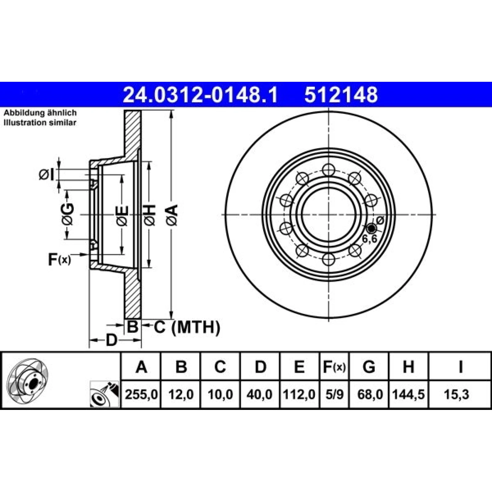 Bremsscheibe Audi T. A4 1.6-3.0 00-08 Power Disc 24.0312-0148.1