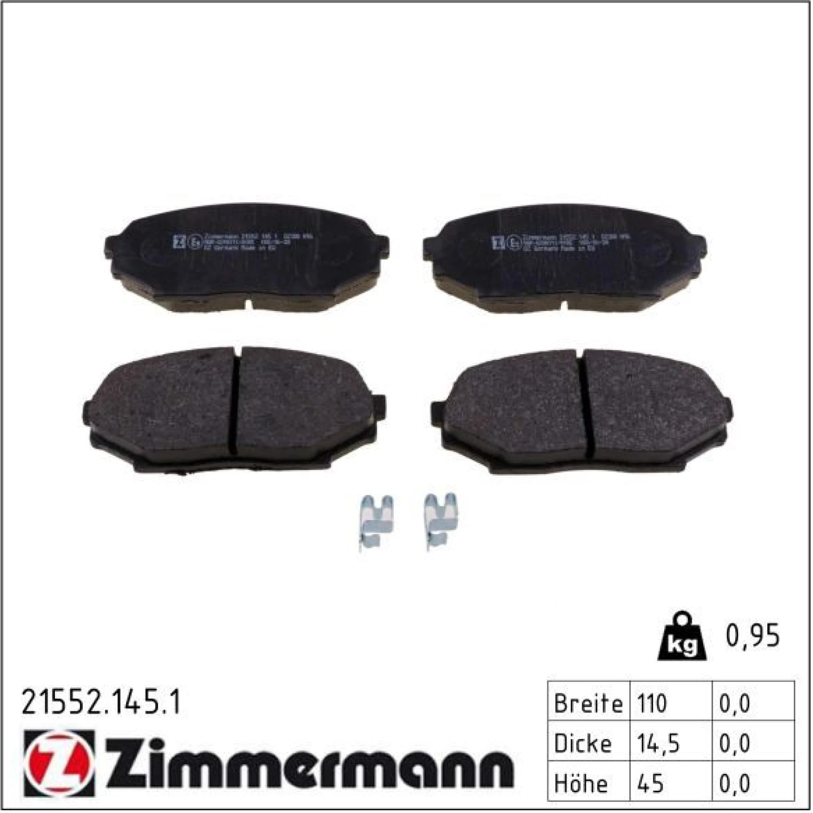 ZIMMERMANN Bremsbeläge 21552.145.1