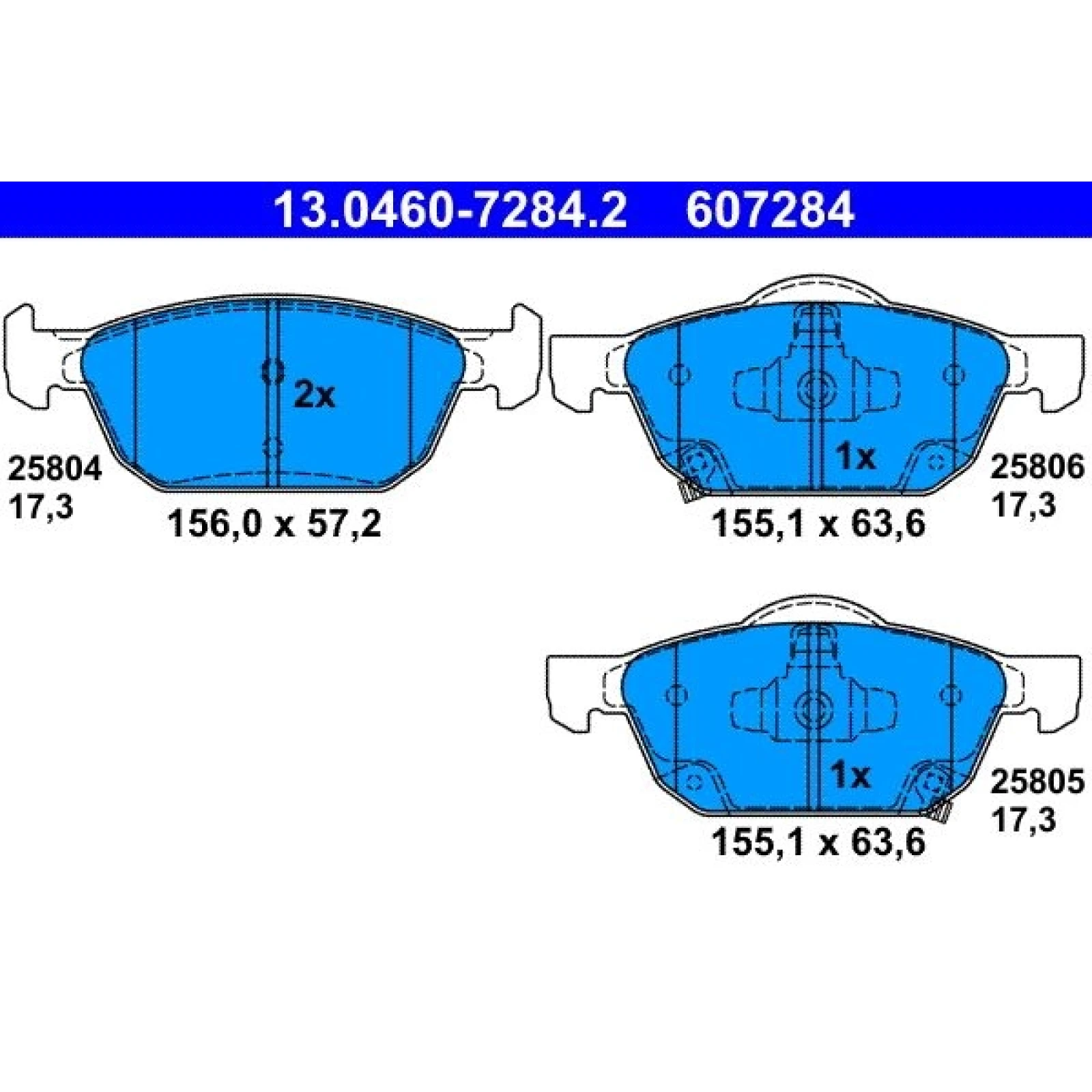 Bremsbelagsatz Honda P. Civic 1.0-1.8 I-Vtec/1.6-2.2 I-Dtec 12 13.0460-7284.2